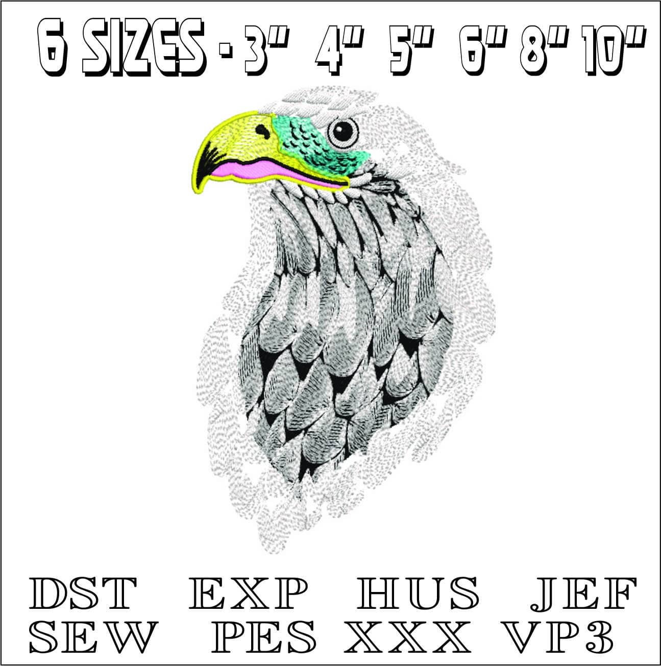 Eagles Head- Elegant embroidery design file - instant download — view 2