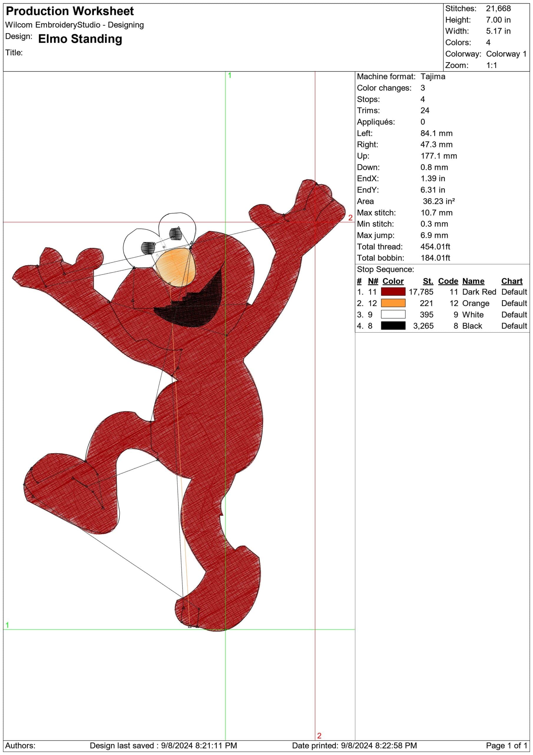 Elmo-Elegant embroidery design file - instant download — view 3