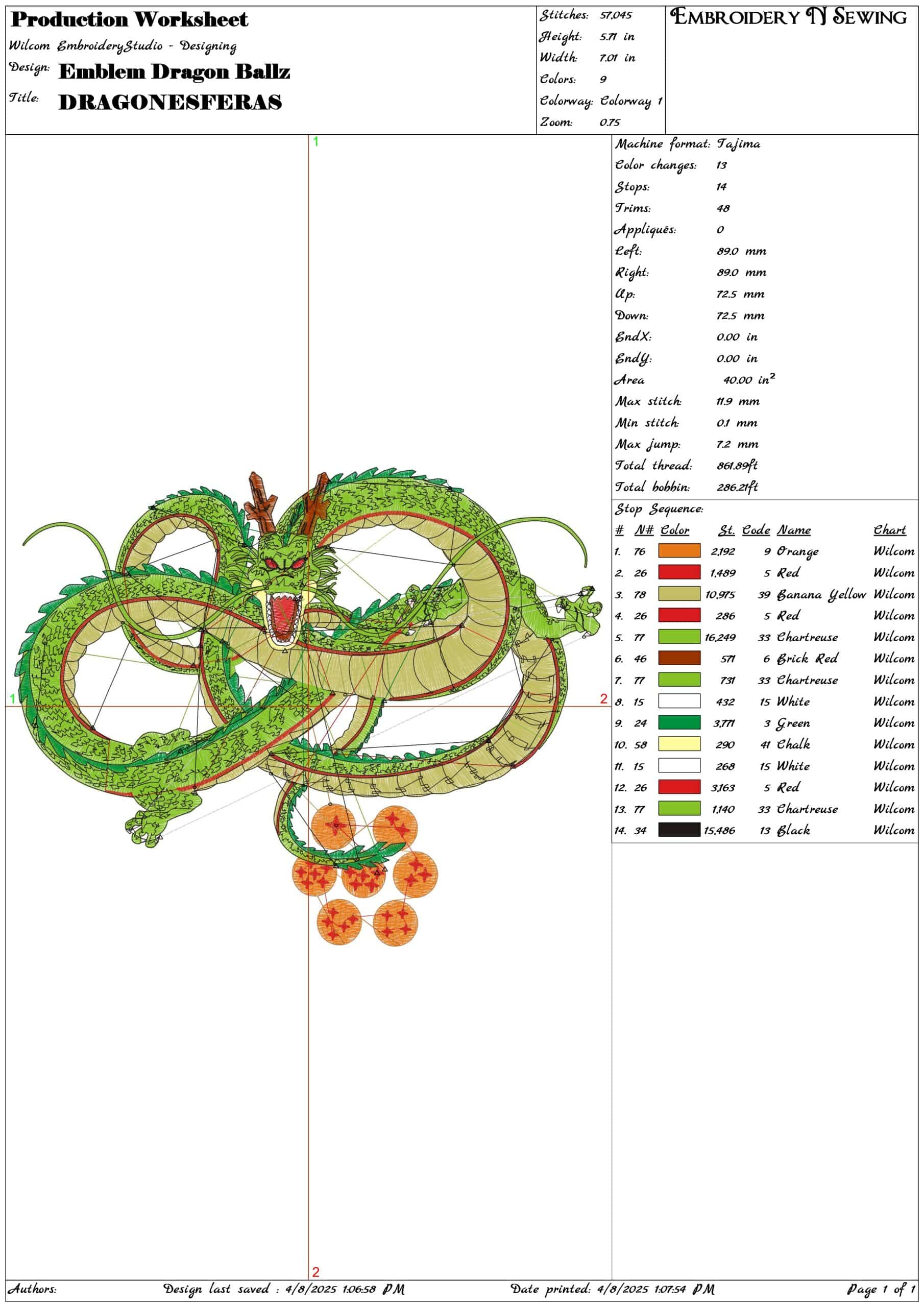 Emblem Dragon Balls-Elegant embroidery design file - instant download — view 3