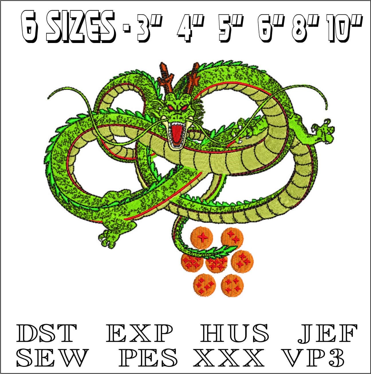 Emblem Dragon Balls-Elegant embroidery design file - instant download — view 2
