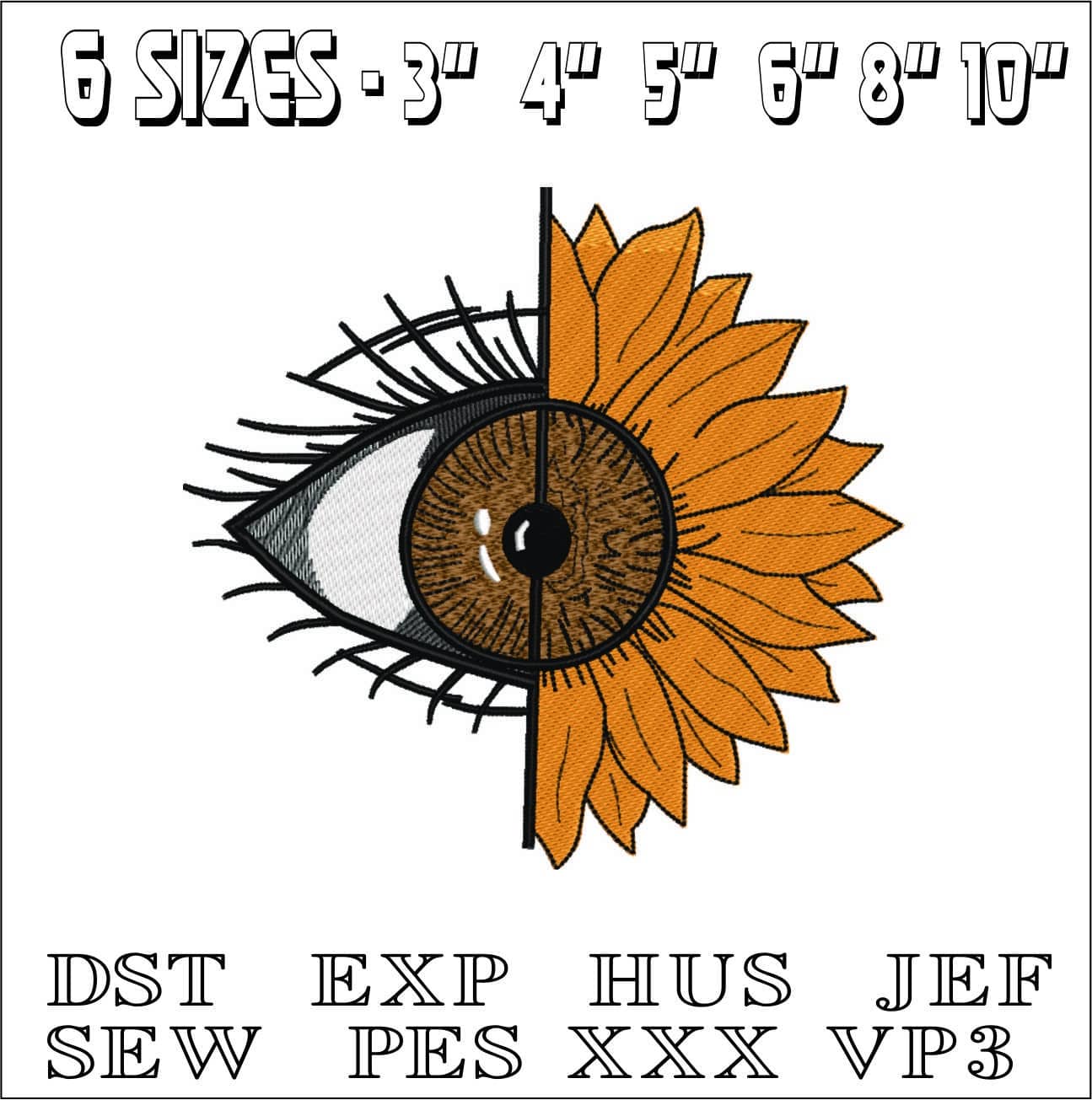 Eye with Flower - Anime- Elegant embroidery design file - instant download — view 2