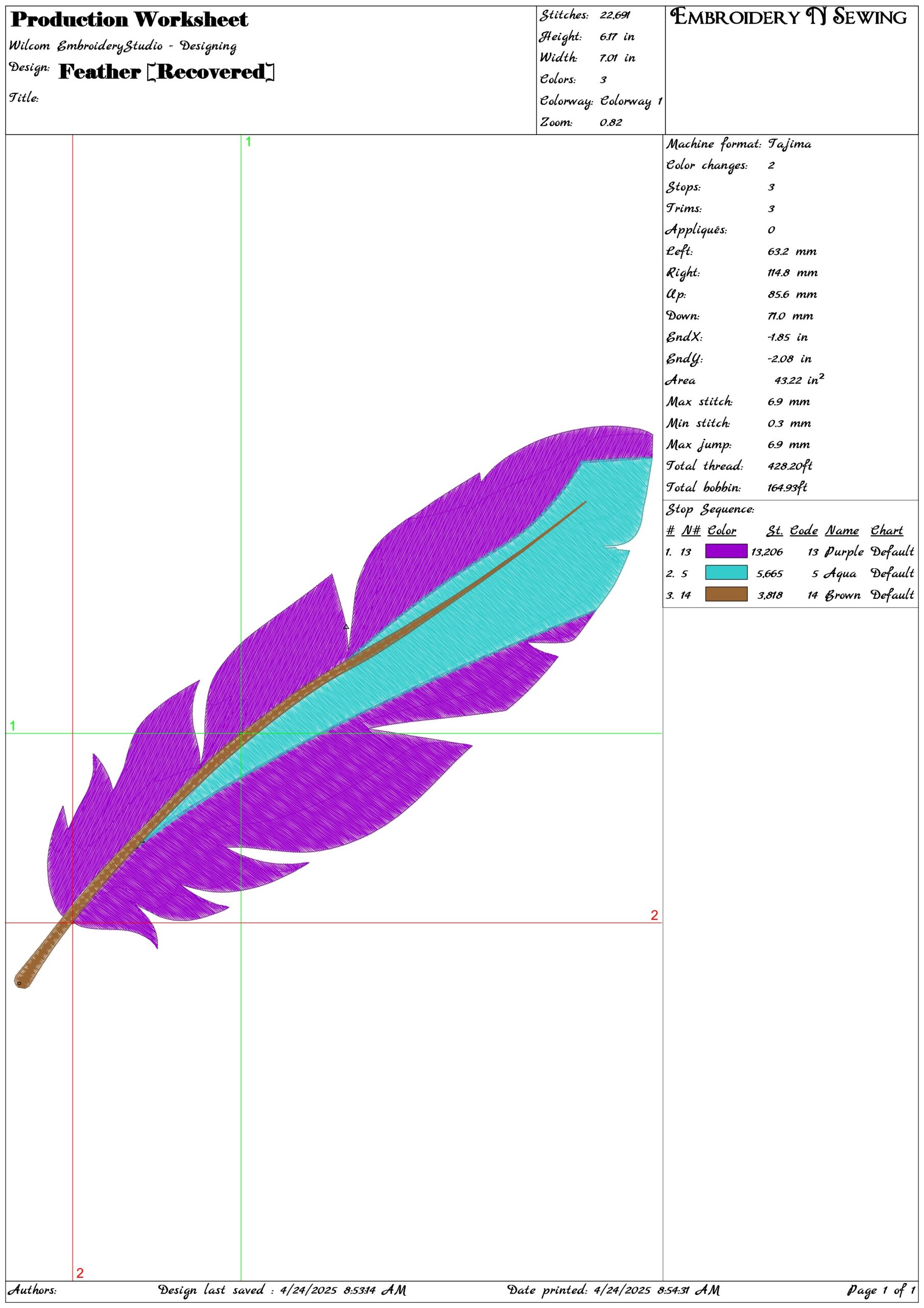 Feather-Elegant embroidery design file - instant download — view 3