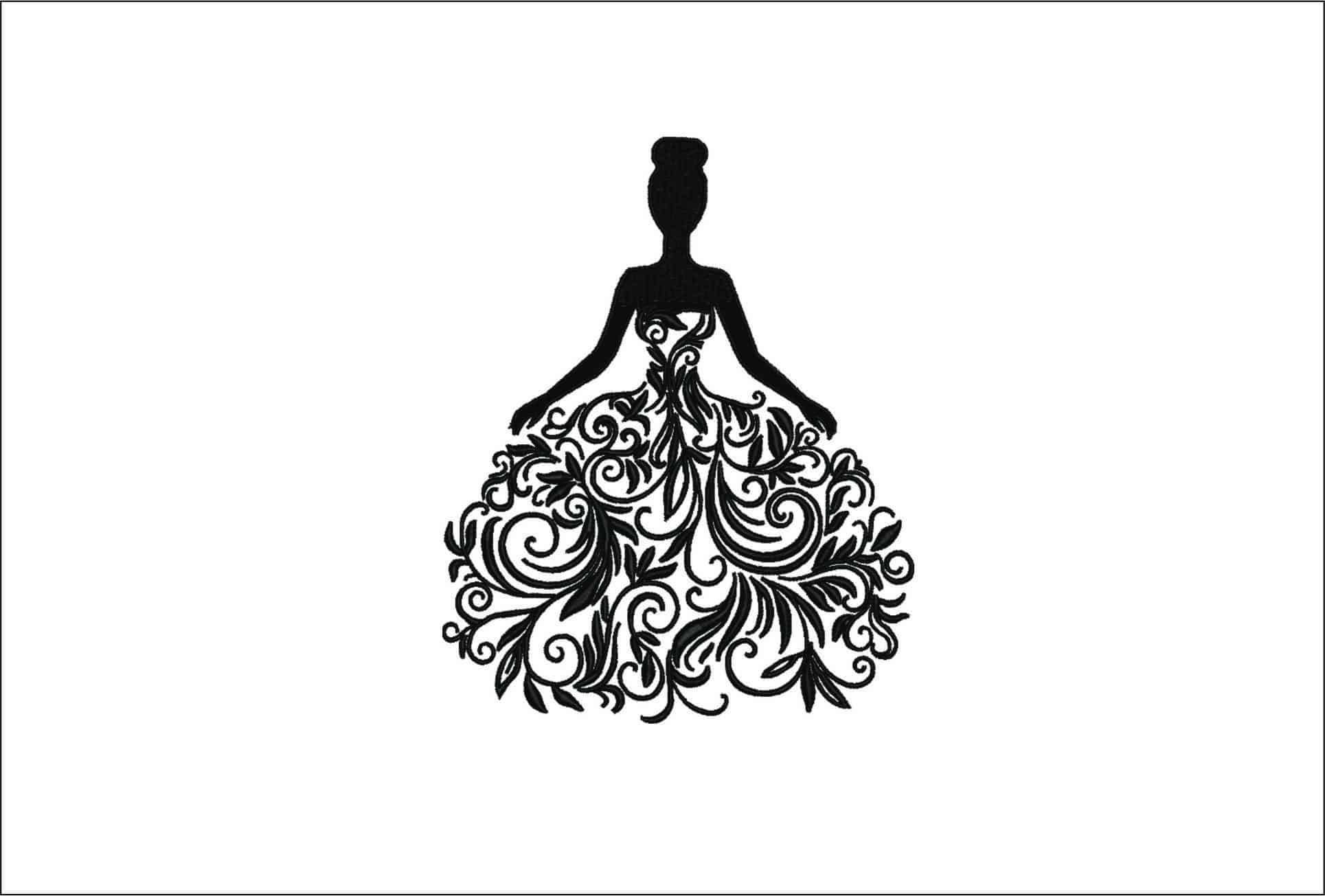 Flower doll- Elegant embroidery design file - instant download