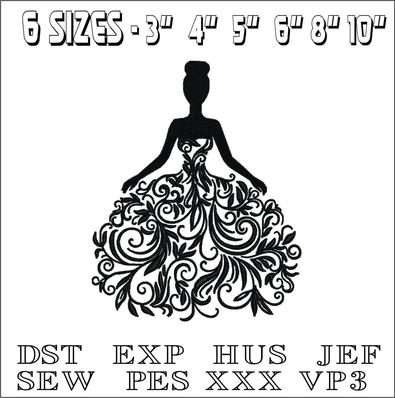 Flower doll- Elegant embroidery design file - instant download — view 2