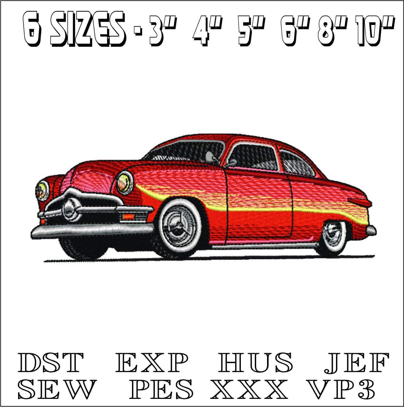 Ford 1950's Sedan- Elegant embroidery design file - instant download — view 2