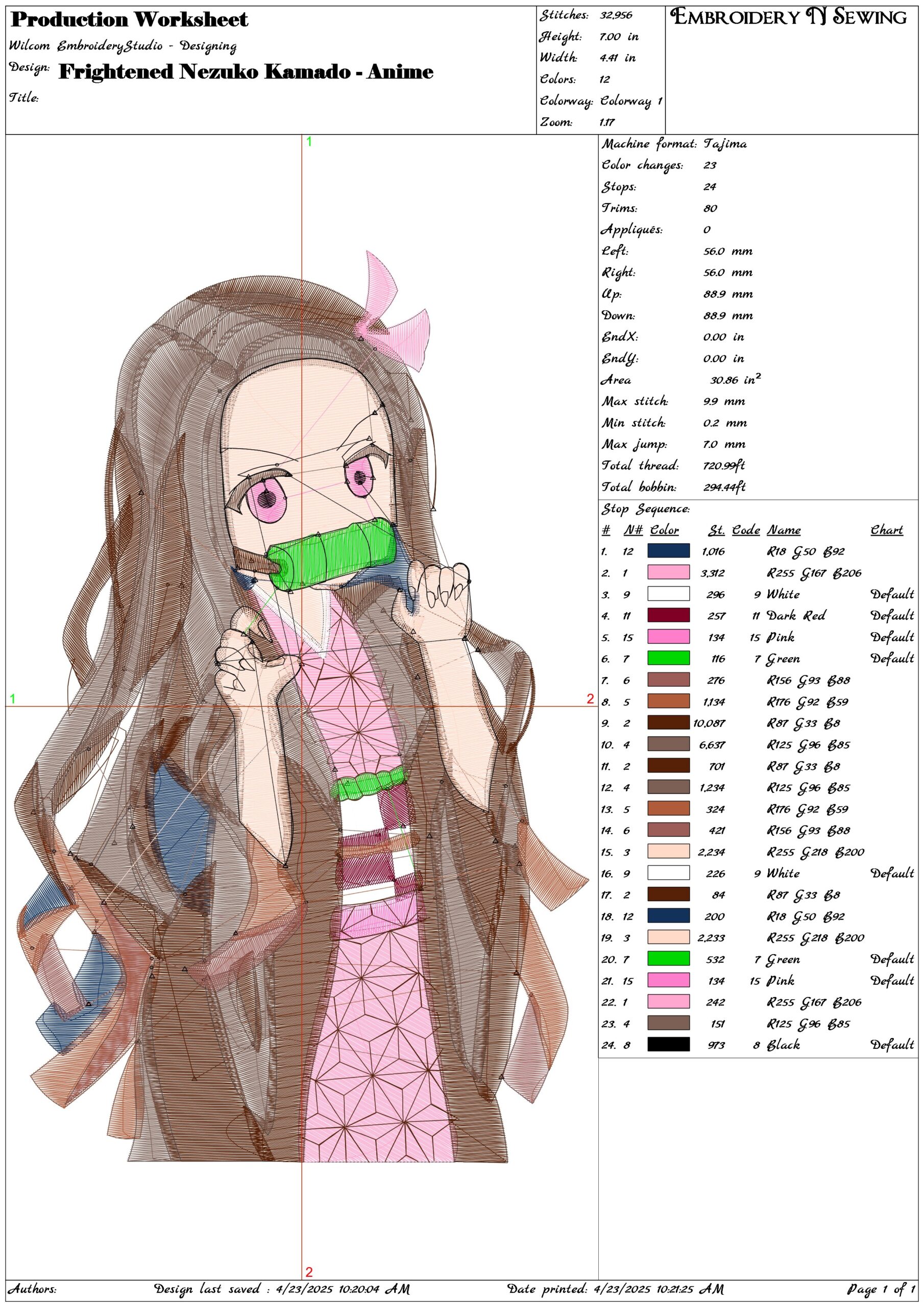 Frightened Nezuko Kamado - Anime- Elegant embroidery design file - instant download — view 3