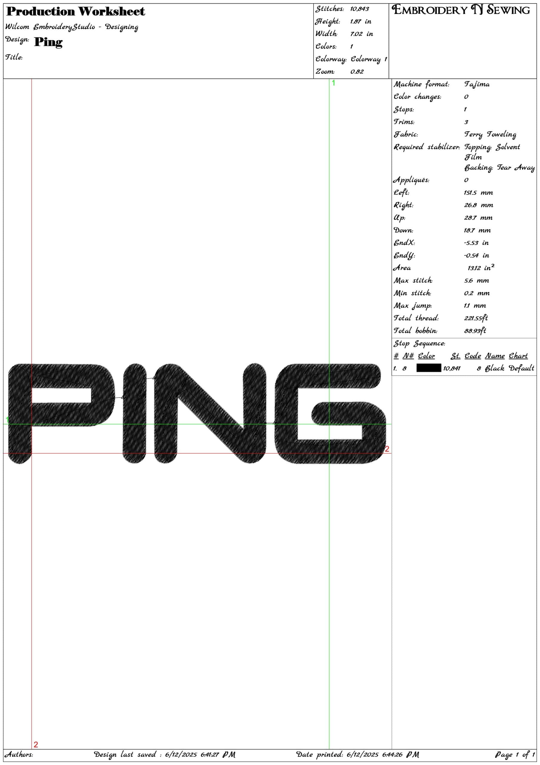 Ping Golf Equipment - Tatami embroidery designs - Putter Golf Logo design machine pattern — view 3