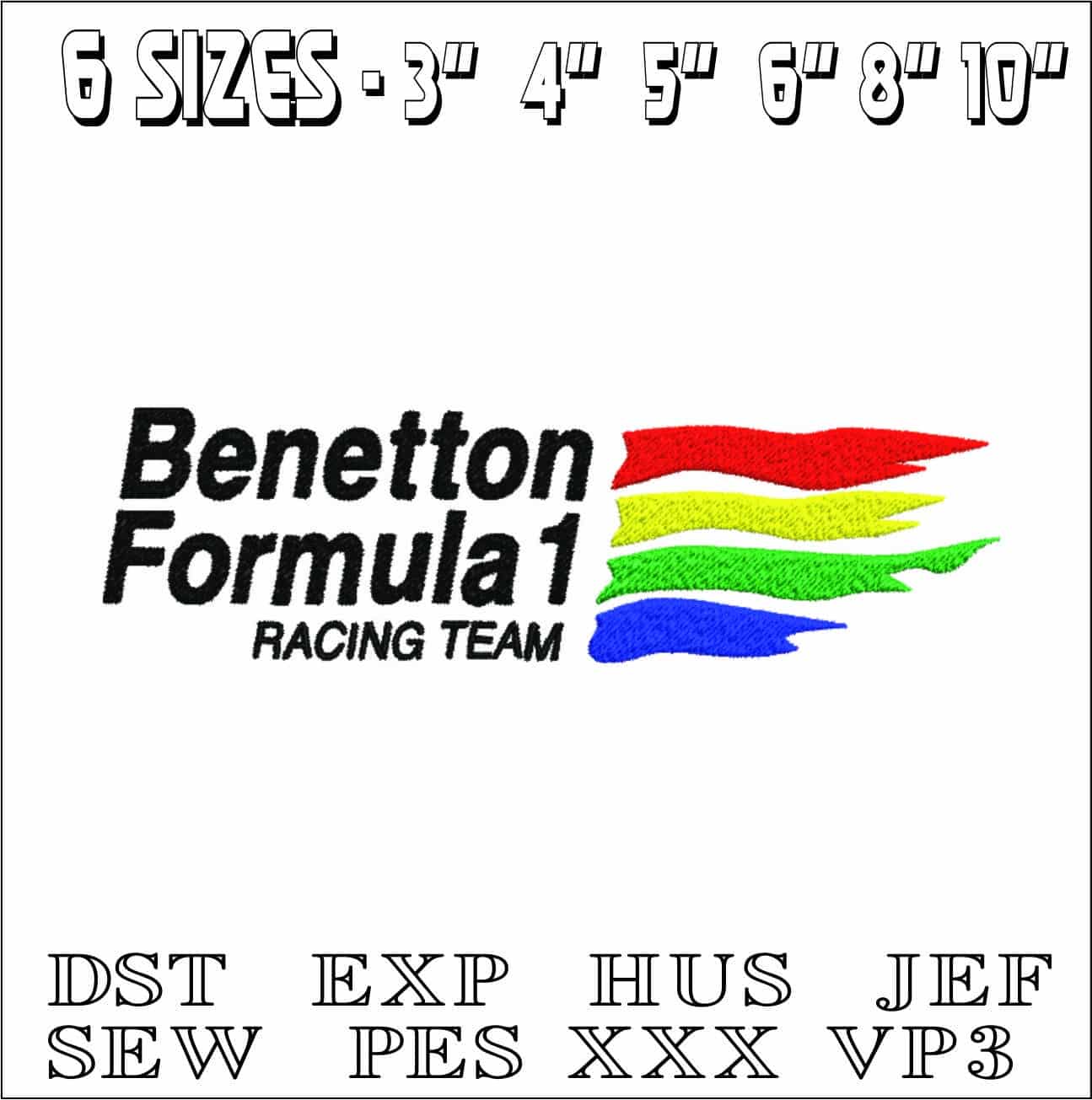 Benetton Formula 1- Elegant embroidery design file - instant download — view 2