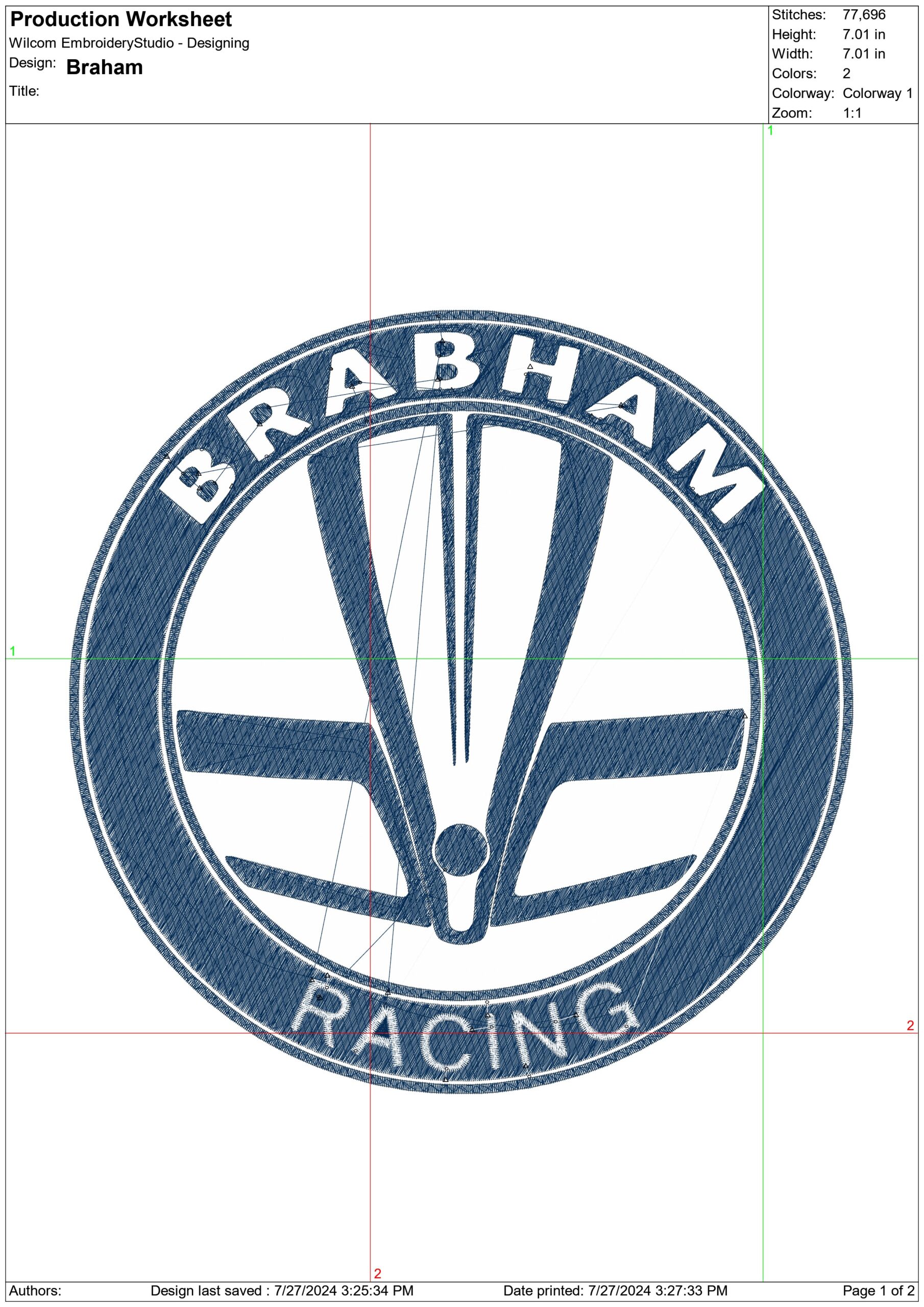 Braham Formula 1- Elegant embroidery design file - instant download — view 3