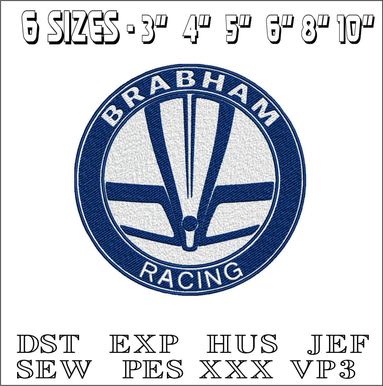 Braham Formula 1- Elegant embroidery design file - instant download — view 2
