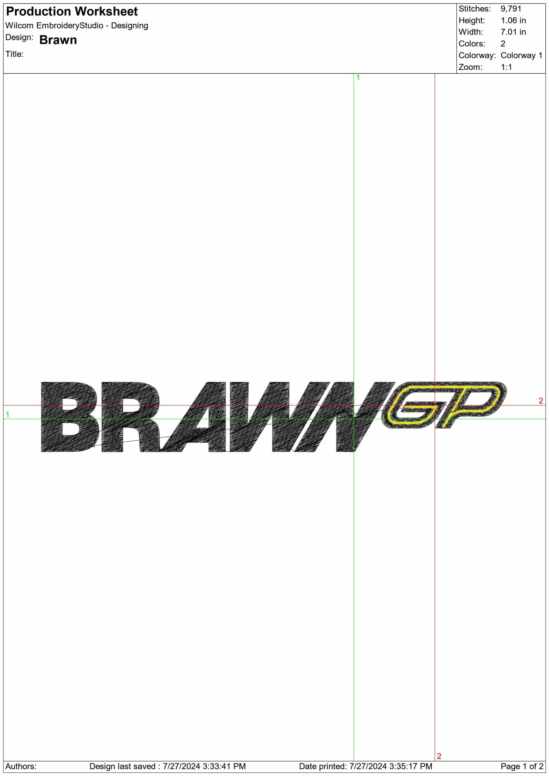 Brawn Formula 1- Elegant embroidery design file - instant download — view 3