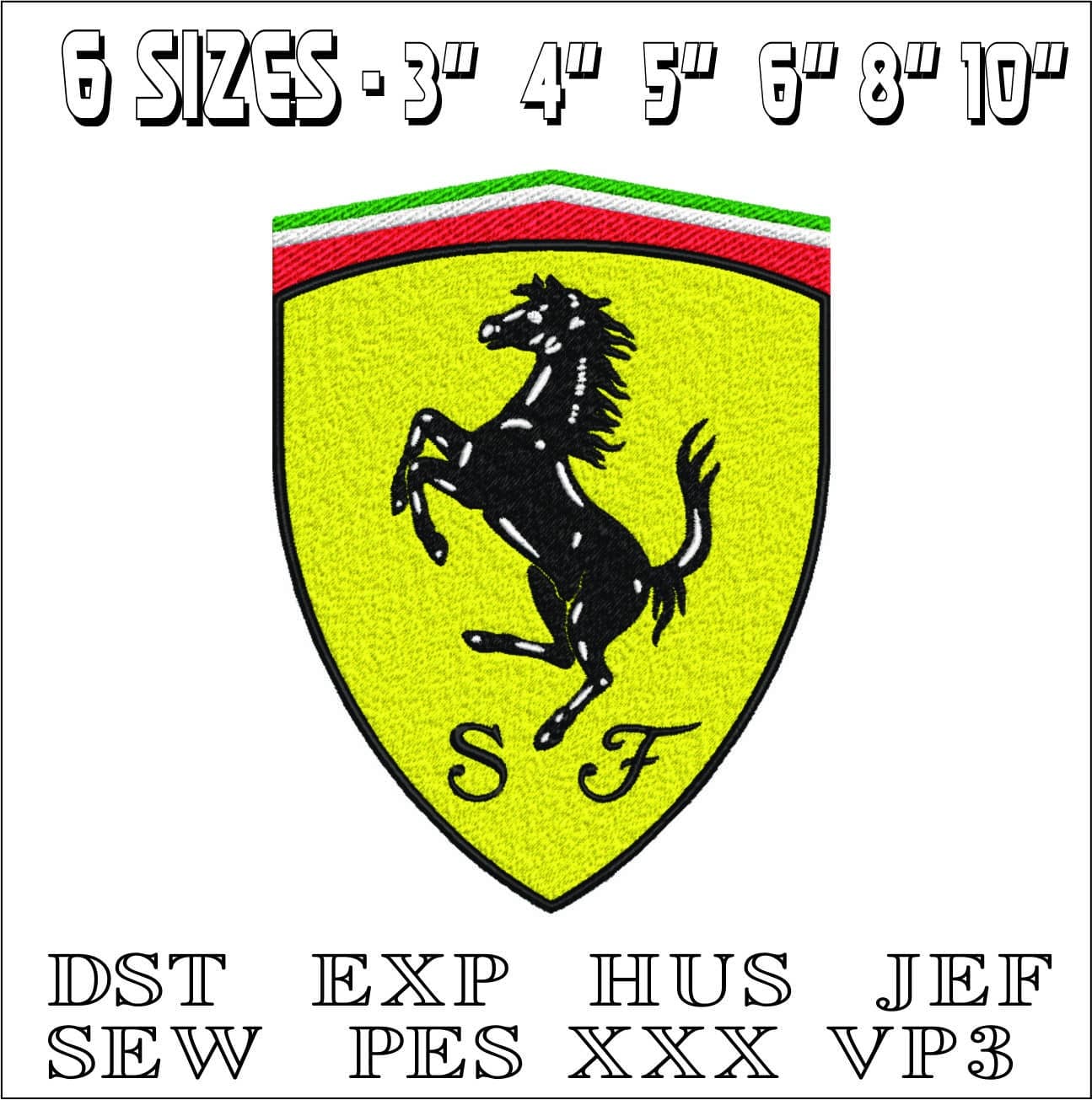 Ferrari Formula 1- Elegant embroidery design file - instant download — view 2