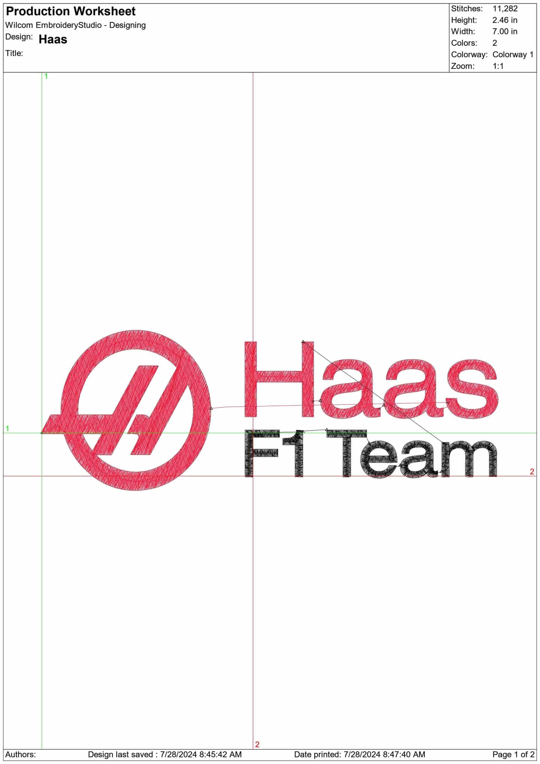Haas Formula 1- Elegant embroidery design file - instant download — view 3