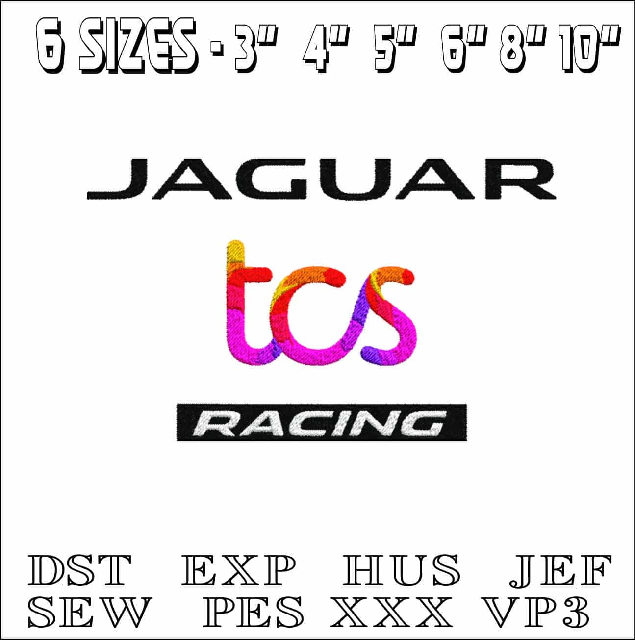 Jaguar Formula 1- Elegant embroidery design file - instant download — view 2