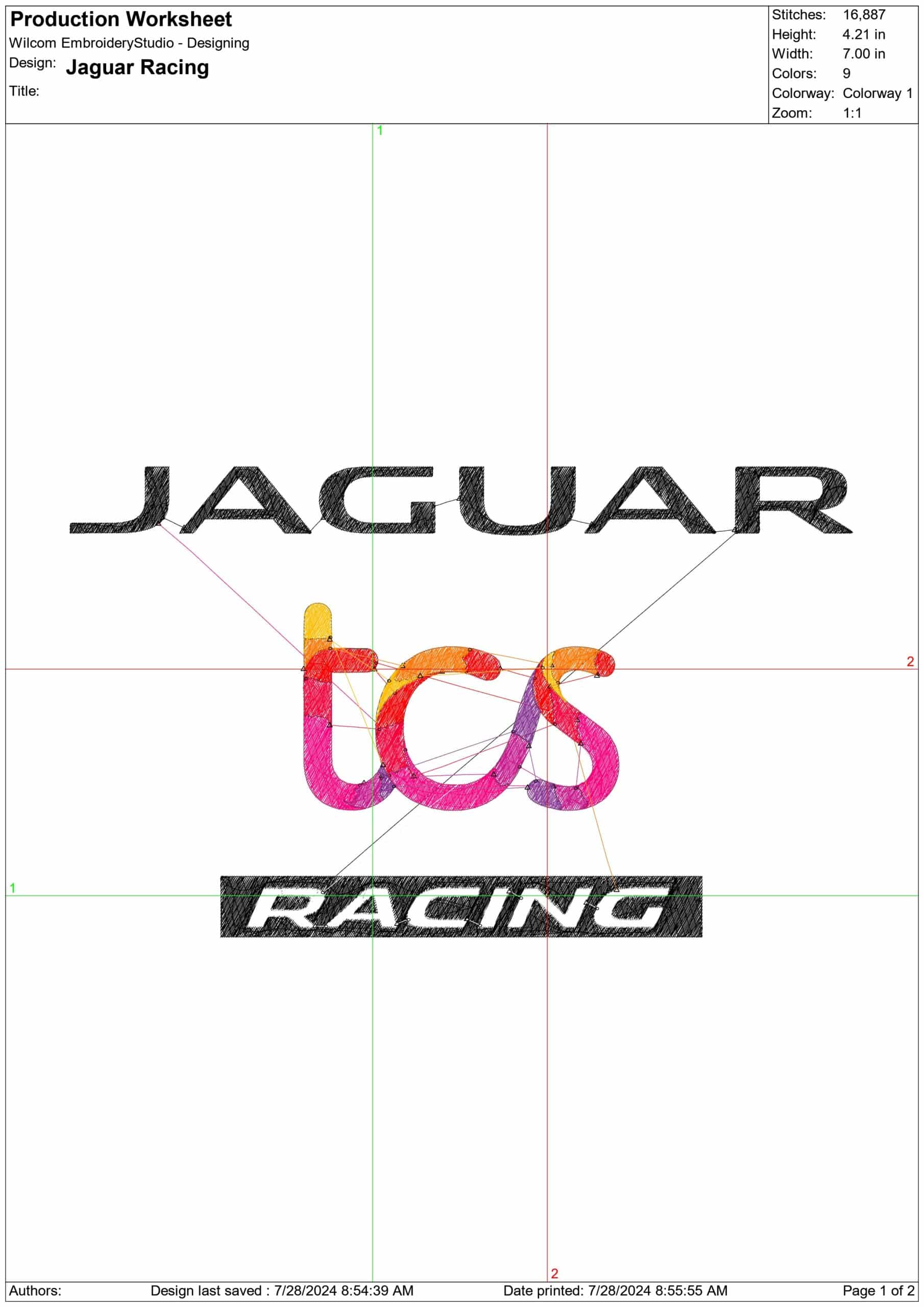 Jaguar Formula 1- Elegant embroidery design file - instant download — view 4