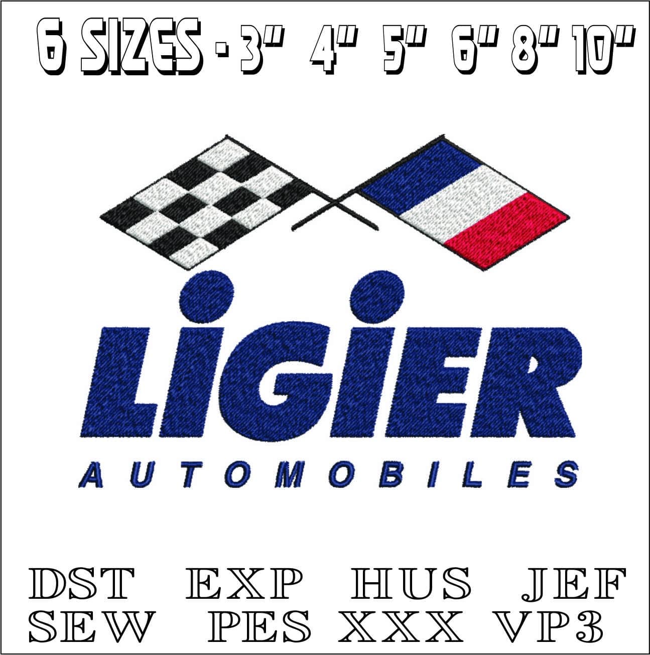 Ligier Formula 1- Elegant embroidery design file - instant download — view 2