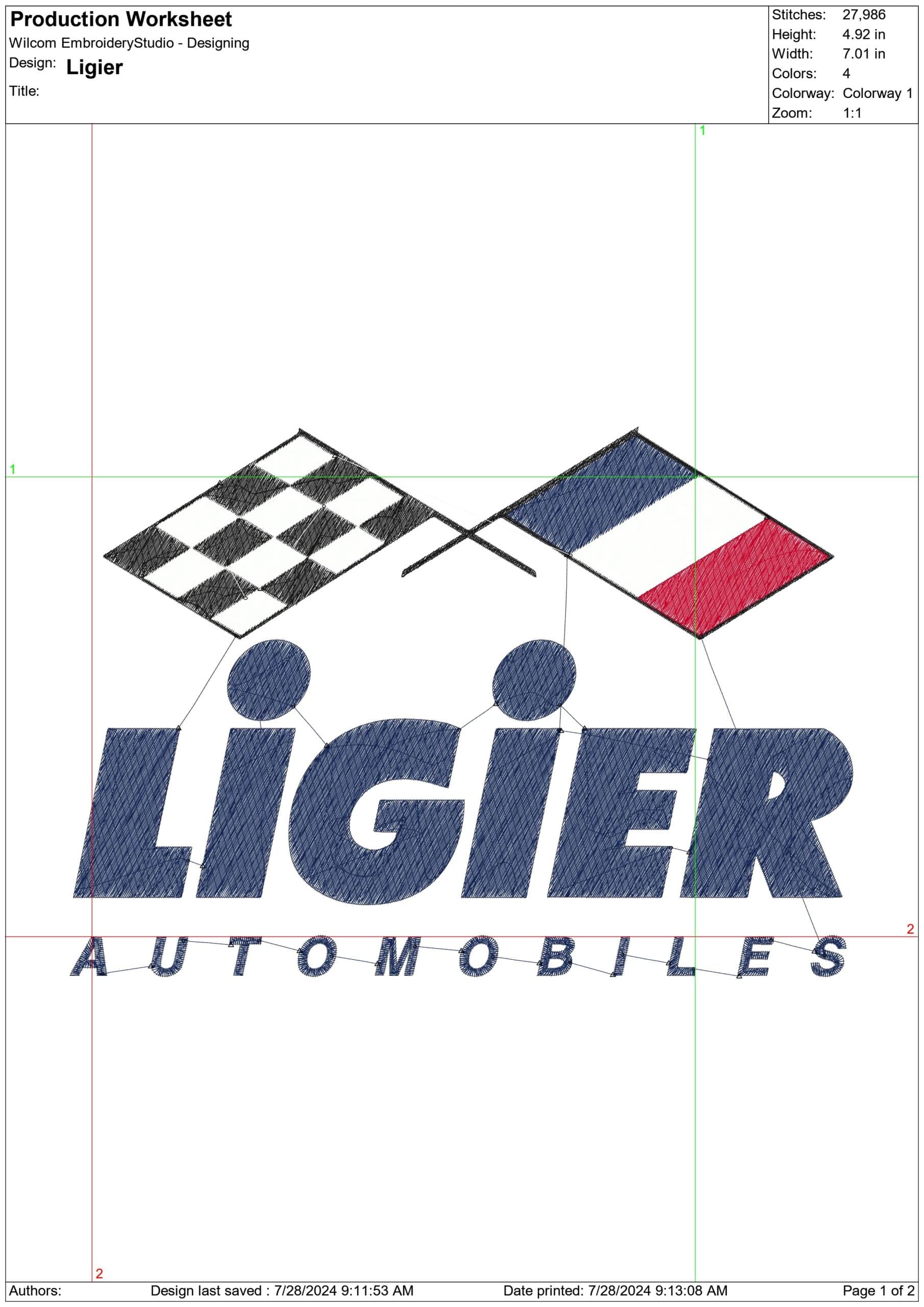 Ligier Formula 1- Elegant embroidery design file - instant download — view 3