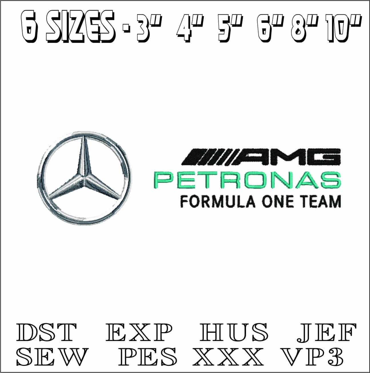 Mercedes Formula 1- Elegant embroidery design file - instant download — view 2