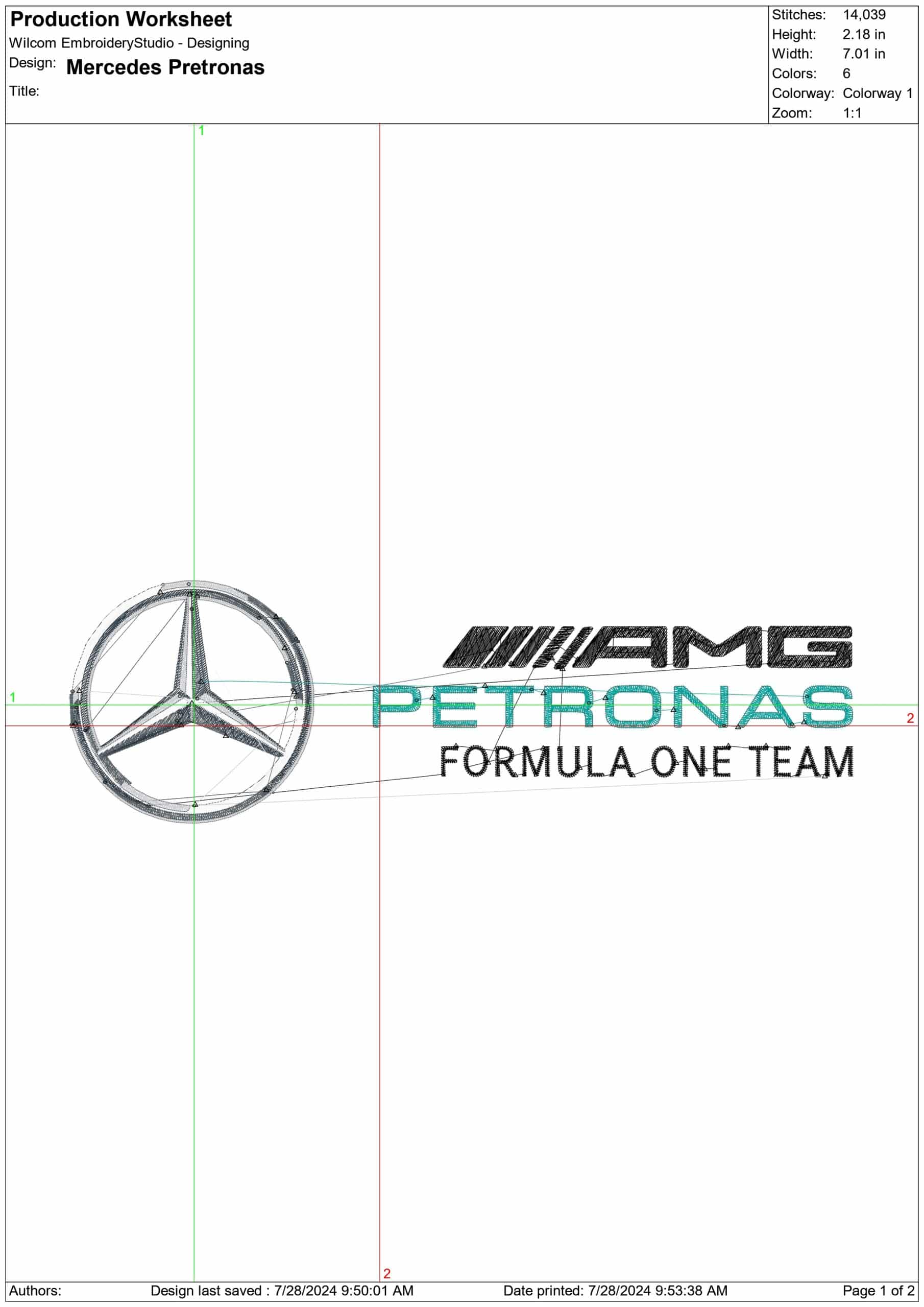 Mercedes Formula 1- Elegant embroidery design file - instant download — view 3