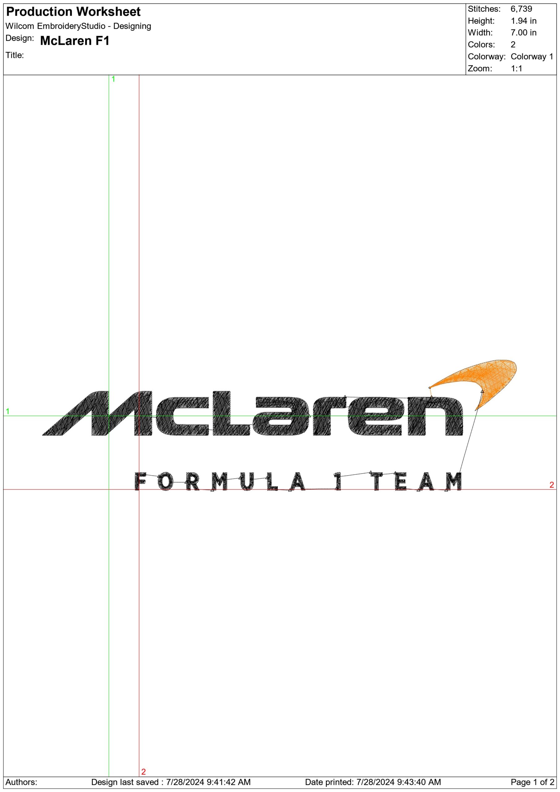 McLaren Formula 1- Elegant embroidery design file - instant download — view 3