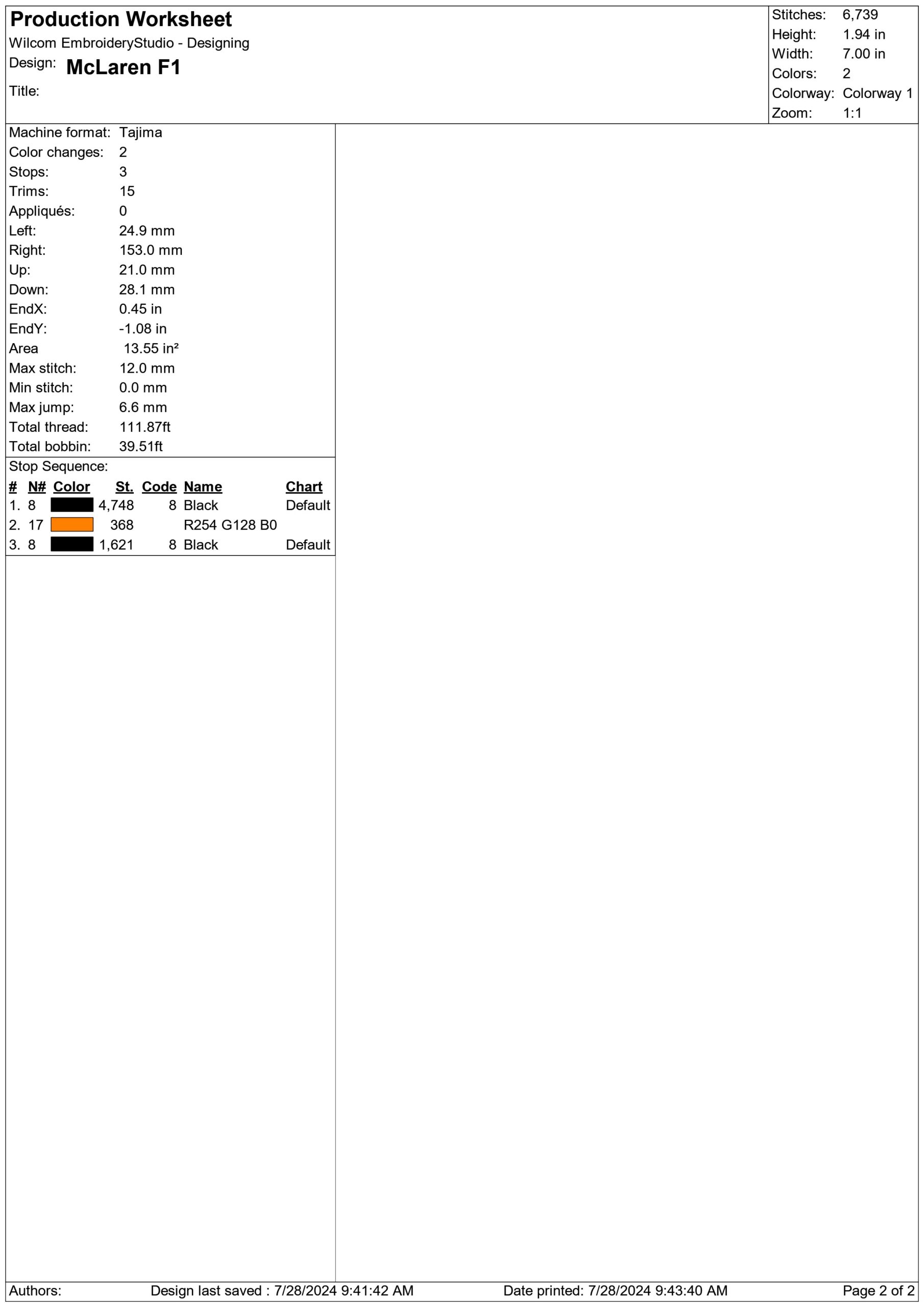 McLaren Formula 1- Elegant embroidery design file - instant download — view 4