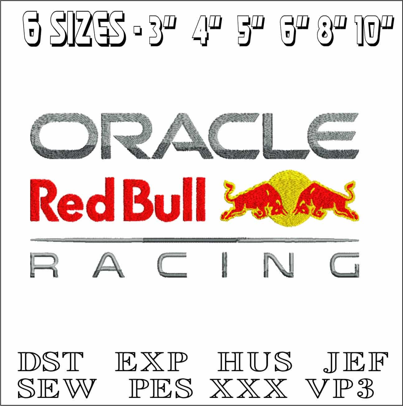 Red Bull Formula 1- Elegant embroidery design file - instant download — view 2