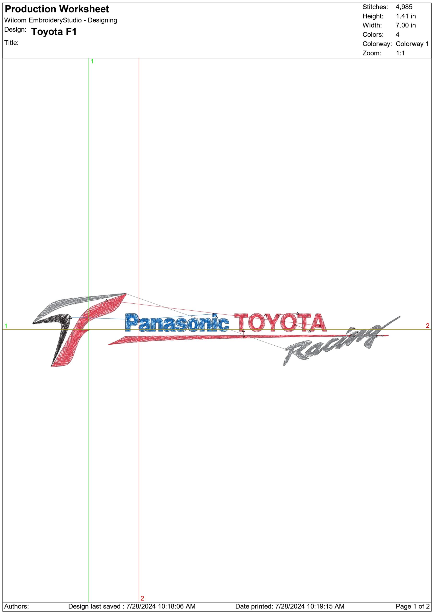 Toyota Formula 1- Elegant embroidery design file - instant download — view 3