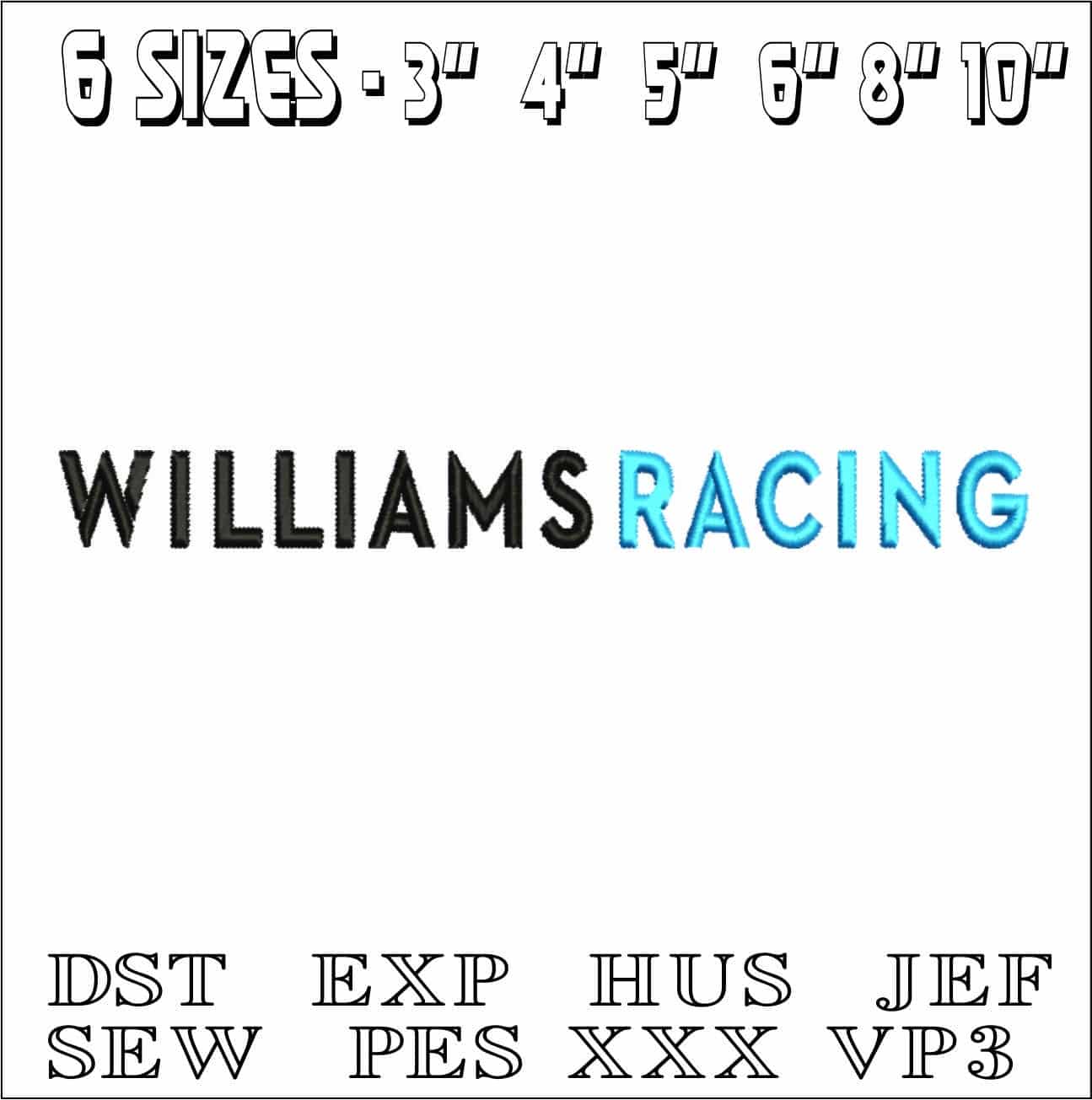 Williams Formula 1- Elegant embroidery design file - instant download — view 2