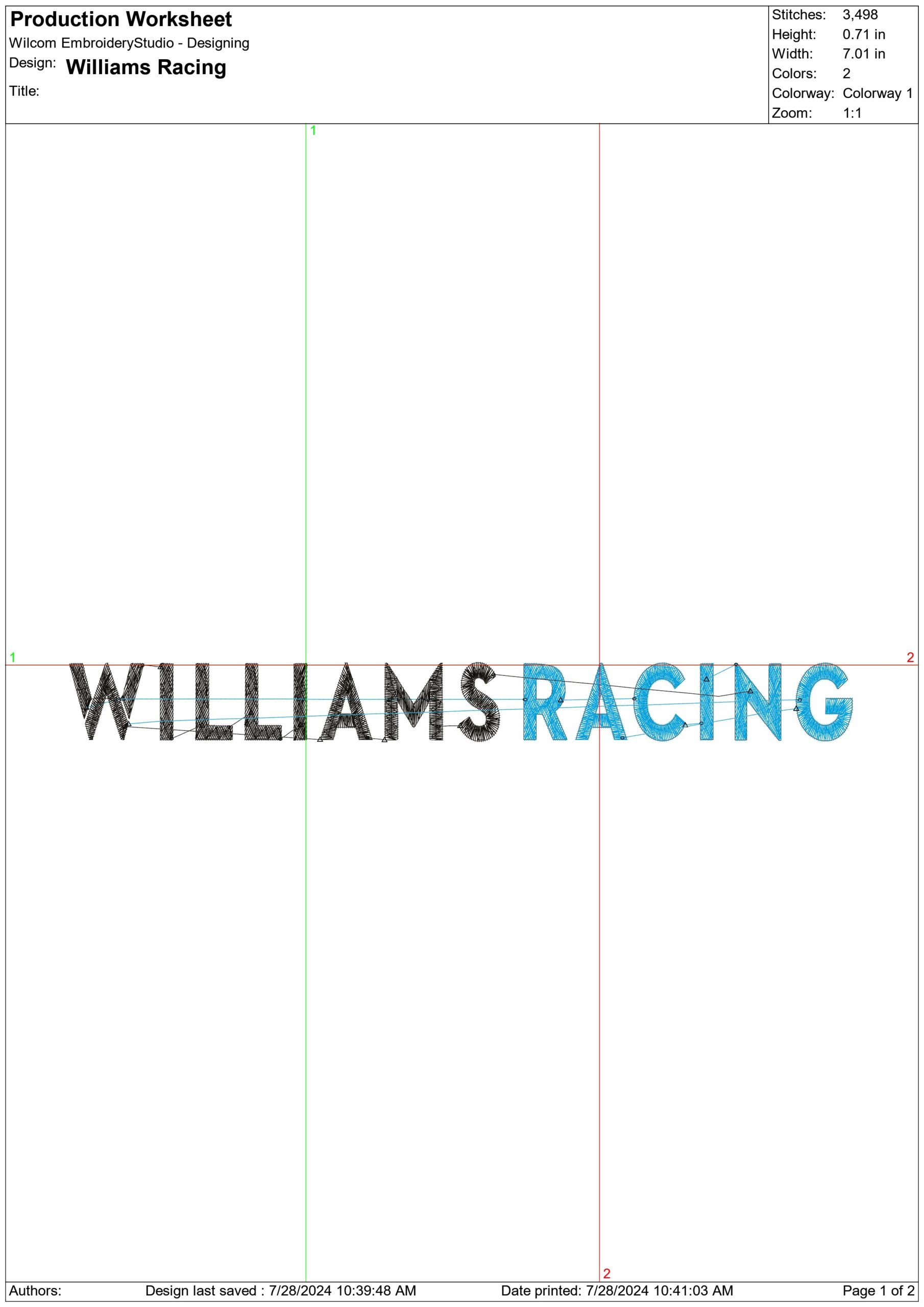 Williams Formula 1- Elegant embroidery design file - instant download — view 3