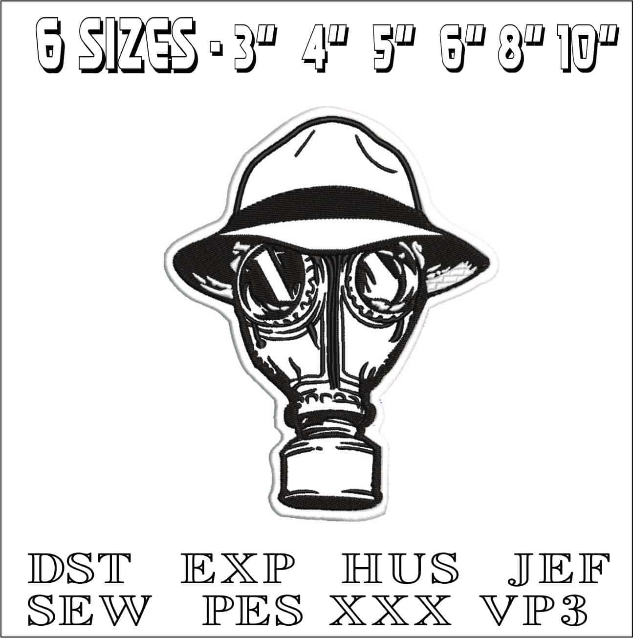 Gas Mask Psycho Realm Formula 1- Elegant embroidery design file - instant download — view 2