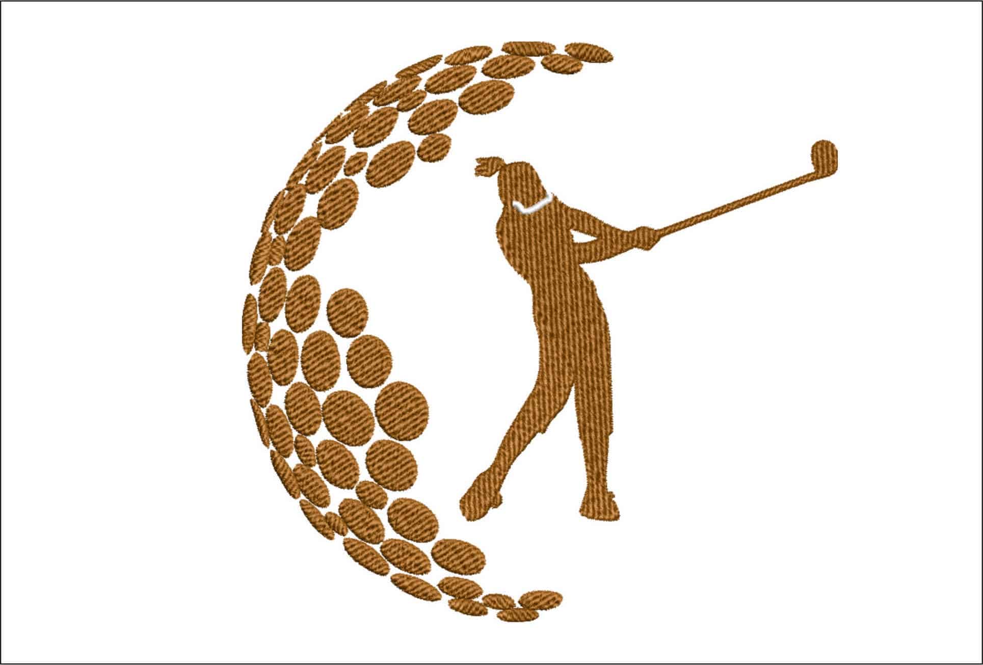 Golf ball Lady swing- Elegant embroidery design file - instant download