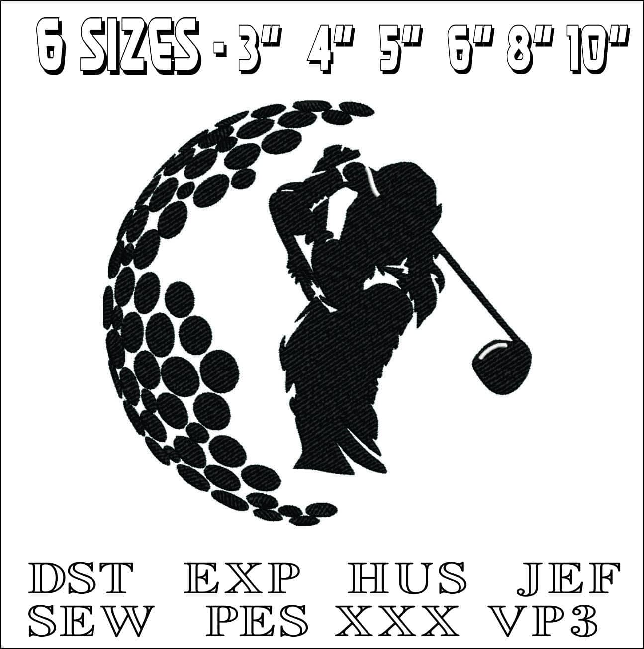 Lady body Golf ball- Elegant embroidery design file - instant download — view 2