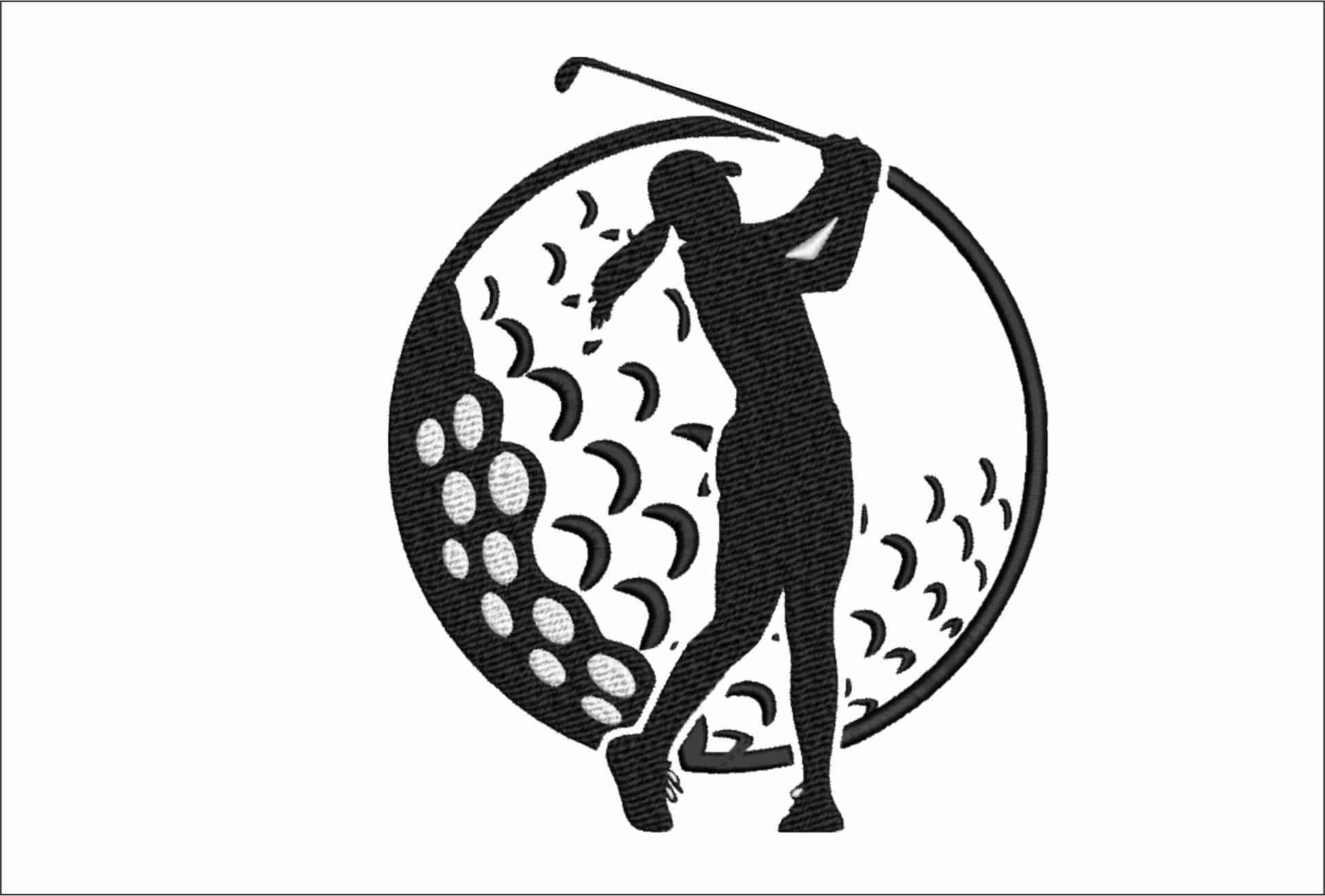 Lady Golfer Ball- Elegant embroidery design file - instant download