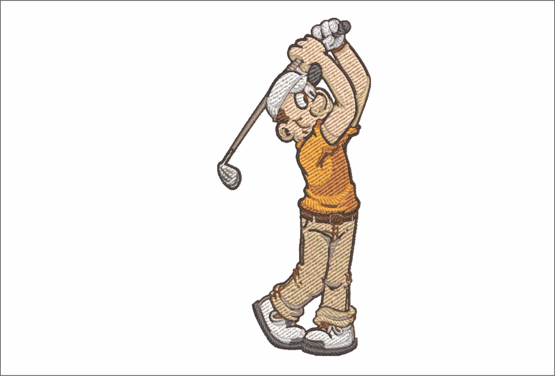 Male Cartoon Golfer- Elegant embroidery design file - instant download