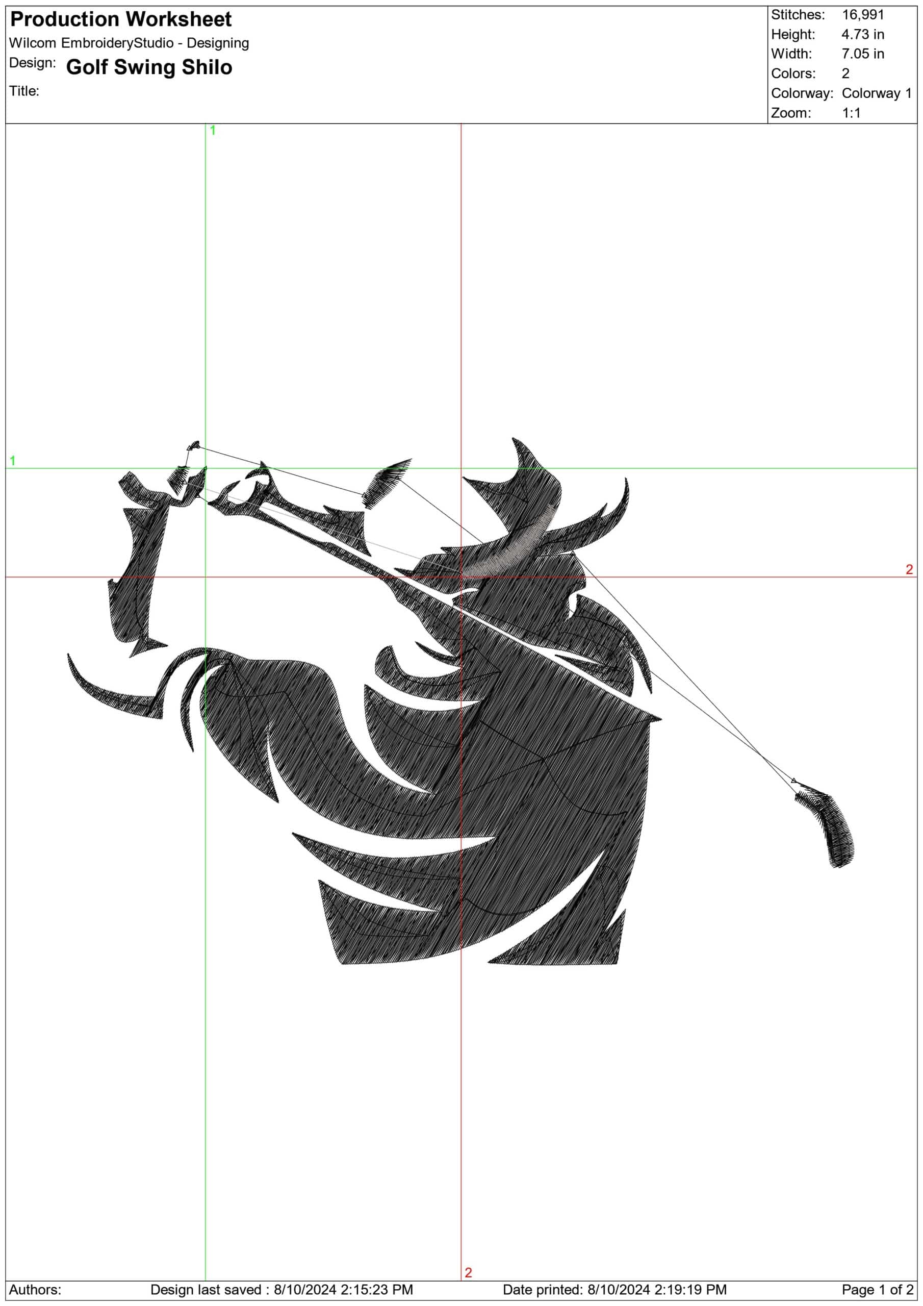 Golf Swing shilo- Elegant embroidery design file - instant download — view 3