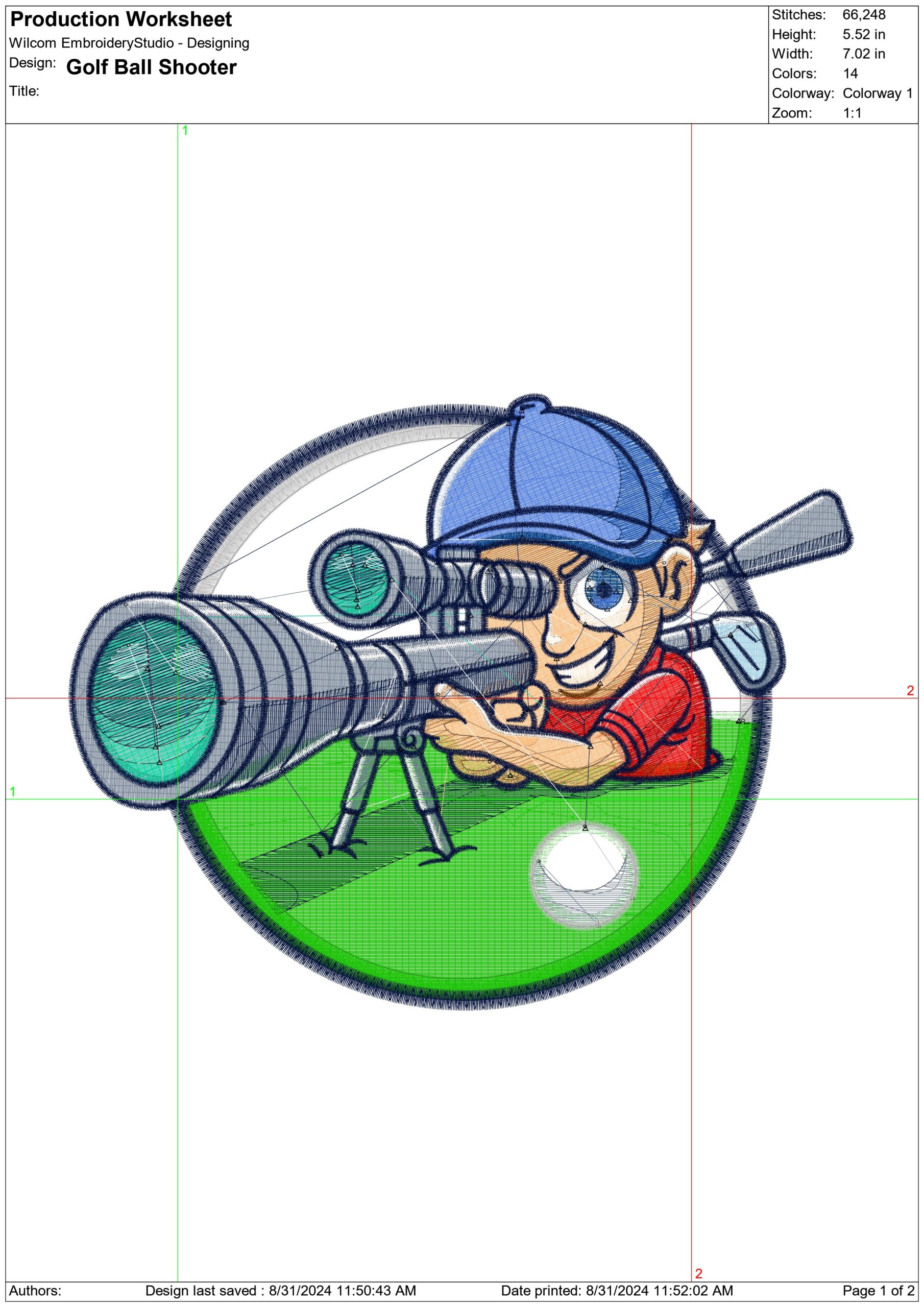 Golf boy Shooter- Elegant embroidery design file - instant download — view 4