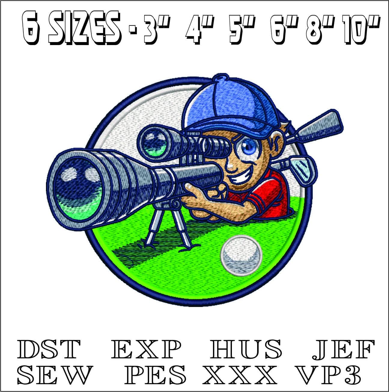 Golf boy Shooter- Elegant embroidery design file - instant download — view 2