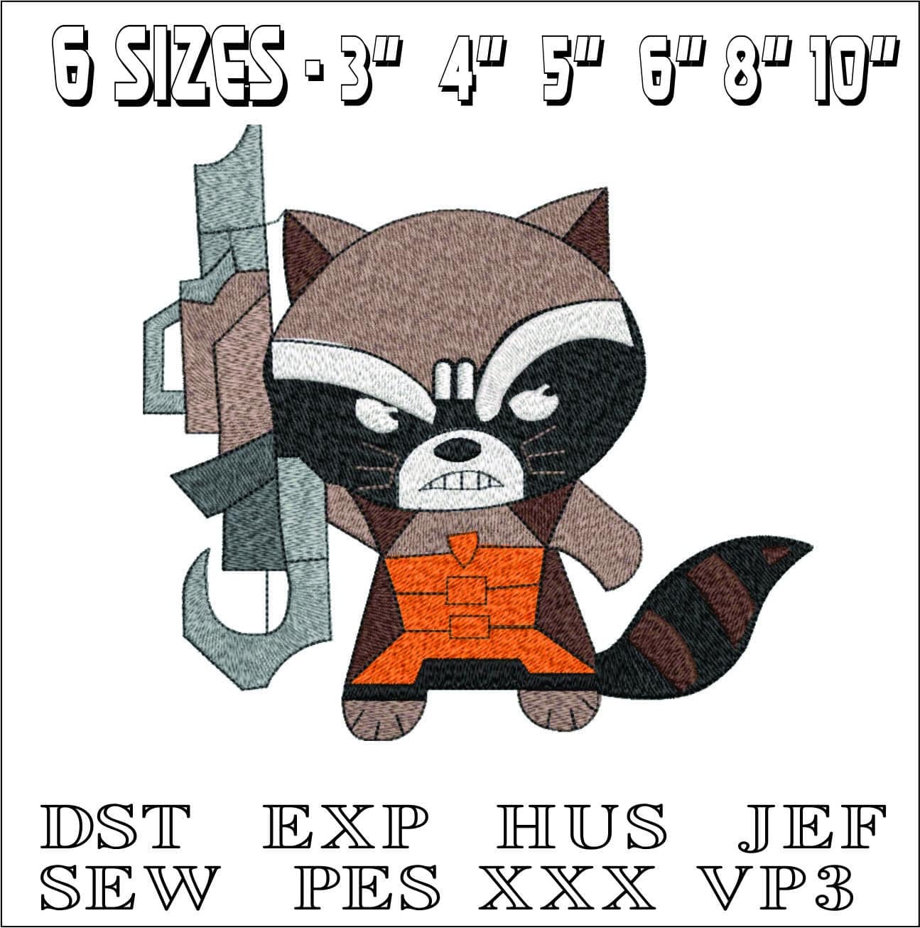 Guard Galaxy Rocket Raccoon- Elegant embroidery design file - instant download — view 2