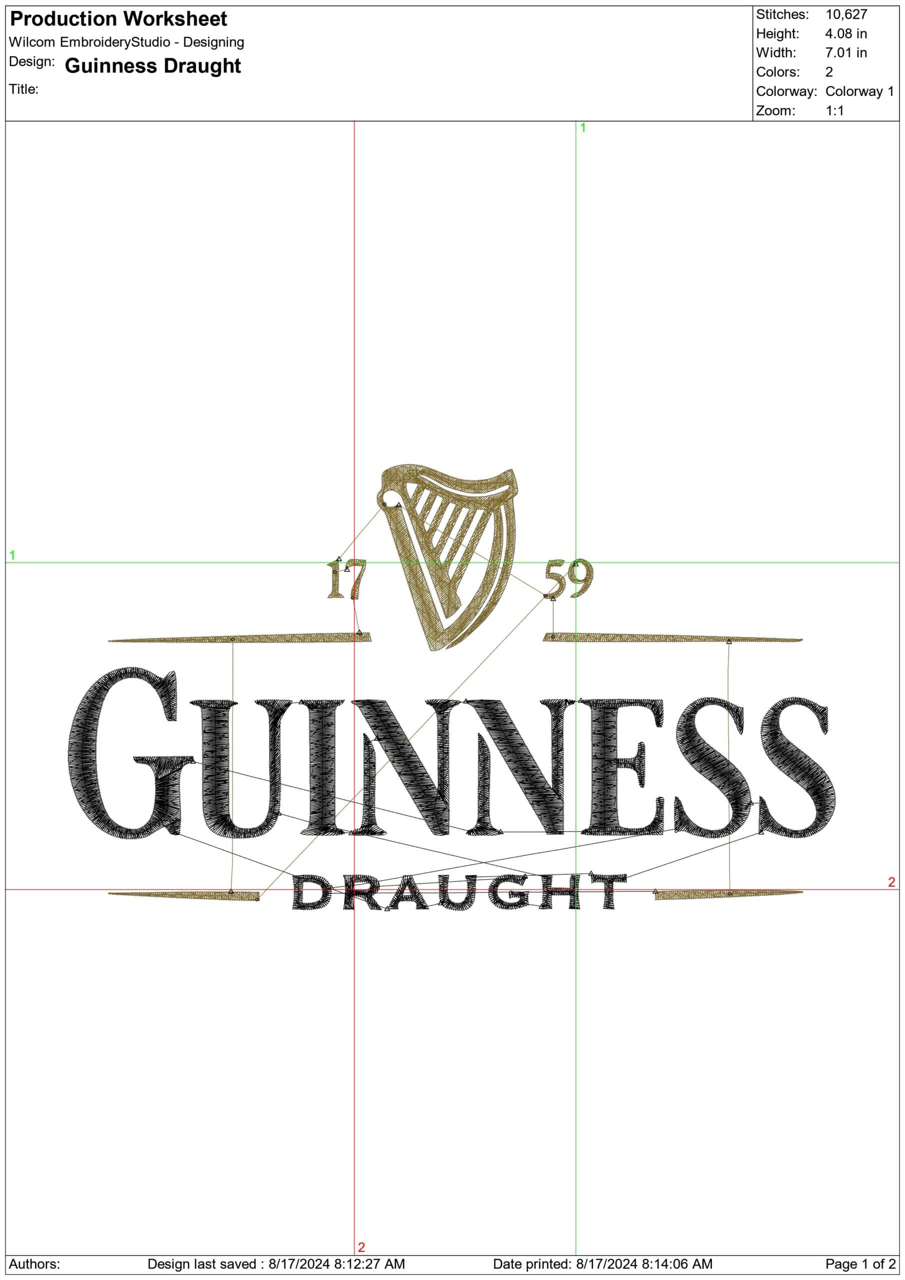 Guinness Draught- Elegant embroidery design file - instant download — view 3