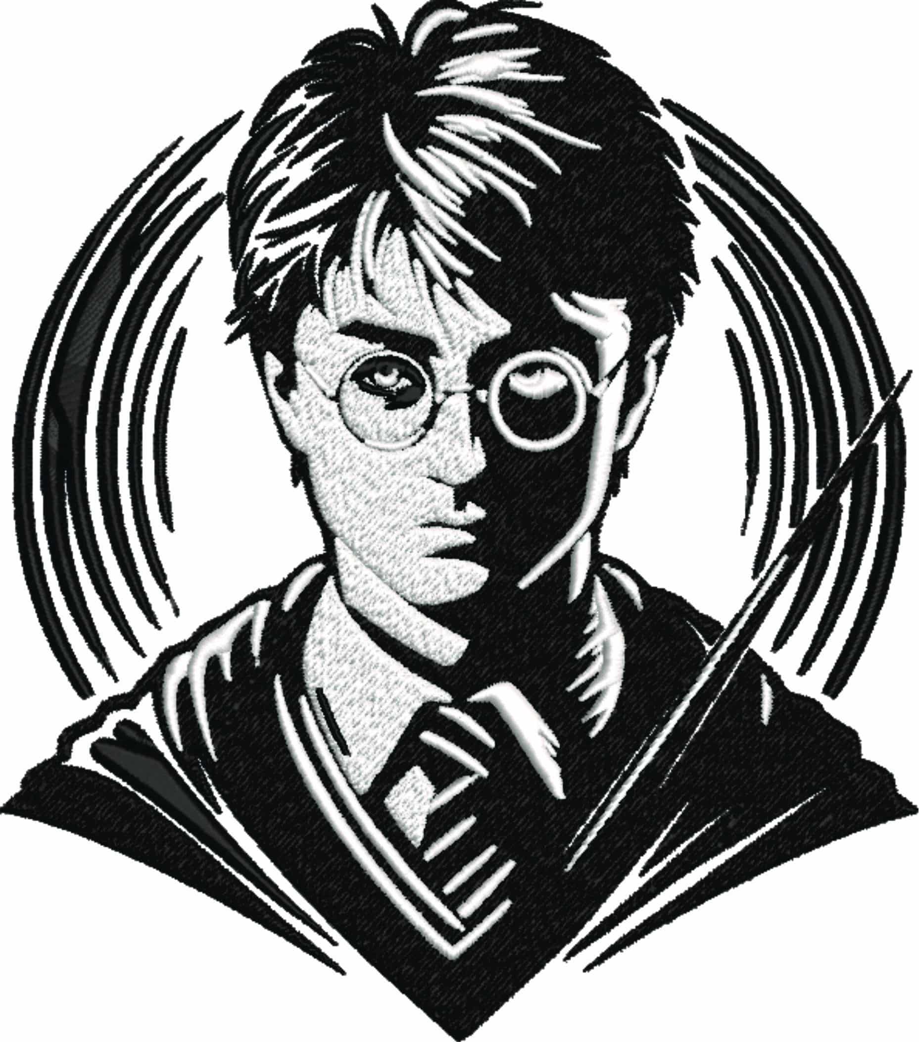 Harry Potter Black and White- Elegant embroidery design file - instant download