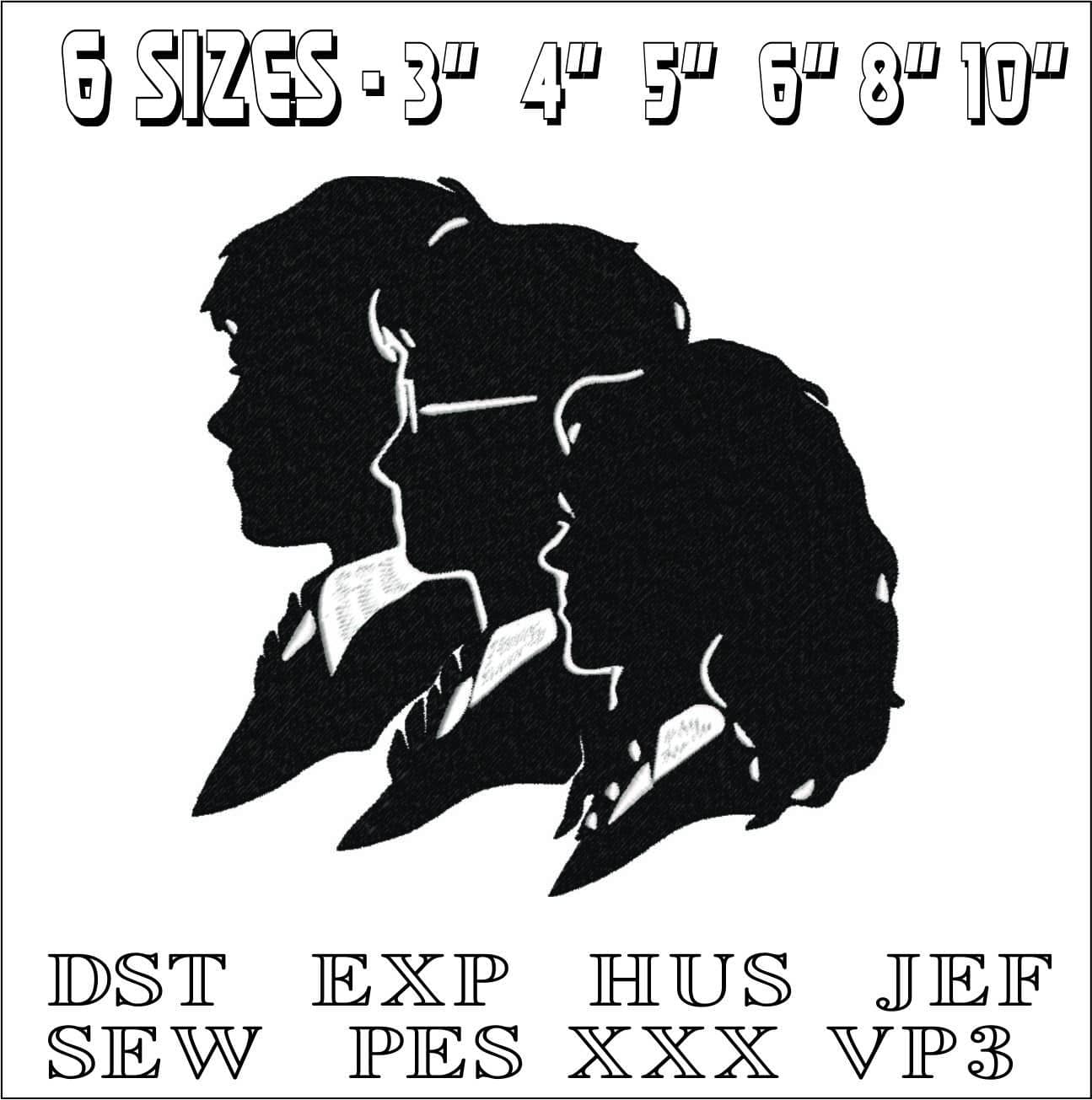 Harry Ron Hermonine Shilotte- Elegant embroidery design file - instant download — view 2