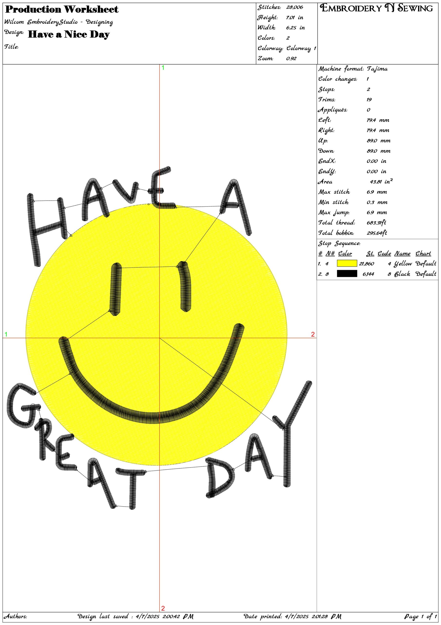 Have a Nice Day- Elegant embroidery design file - instant download — view 3