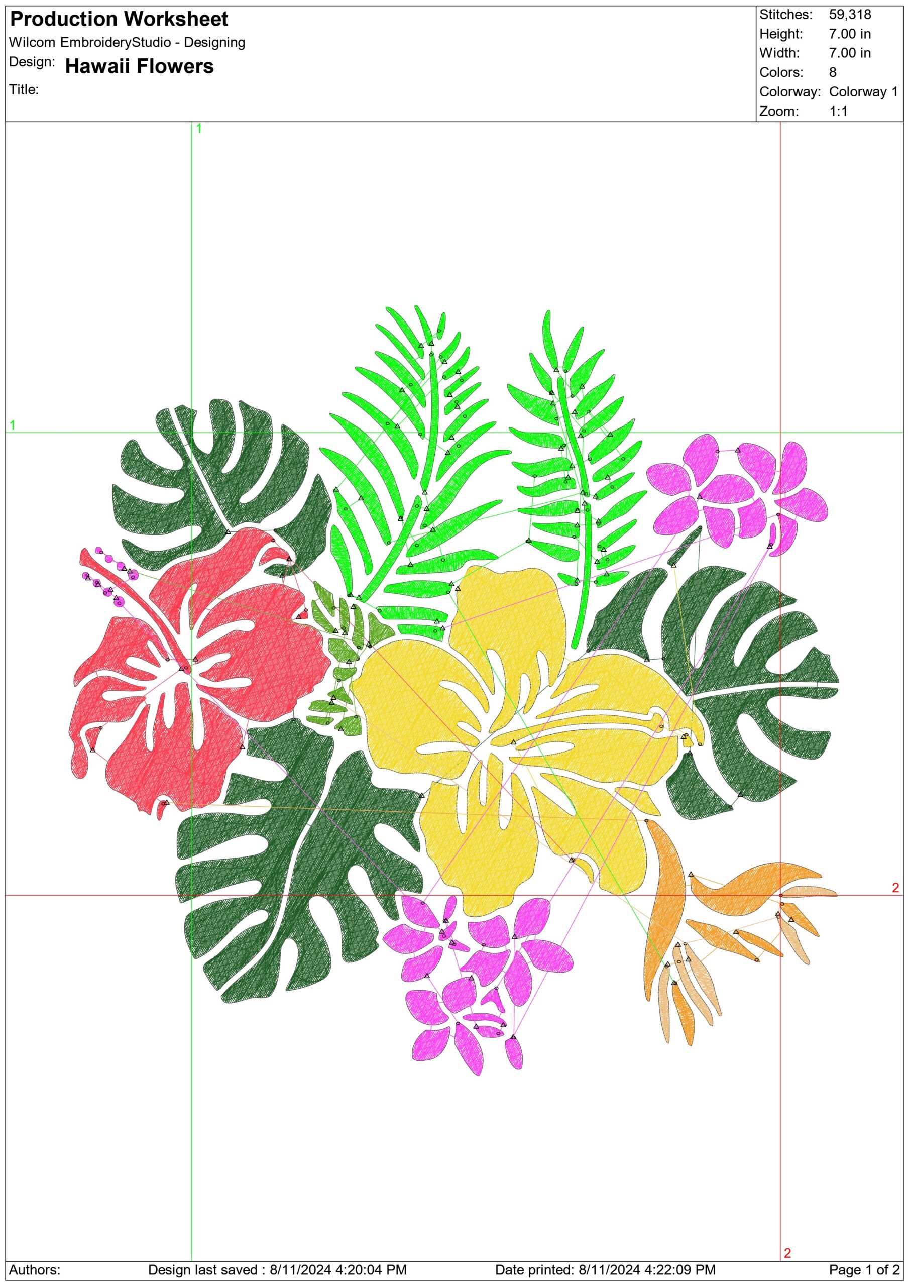 Hawaii Flowers- Elegant embroidery design file - instant download — view 3