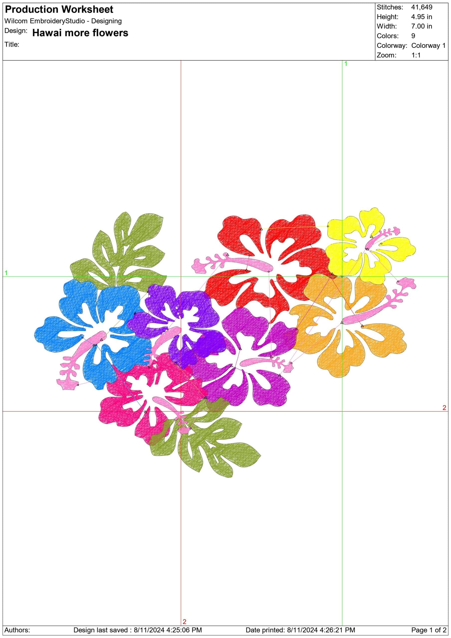 Hawaii colorful Flowers - Elegant embroidery design file - instant download — view 3