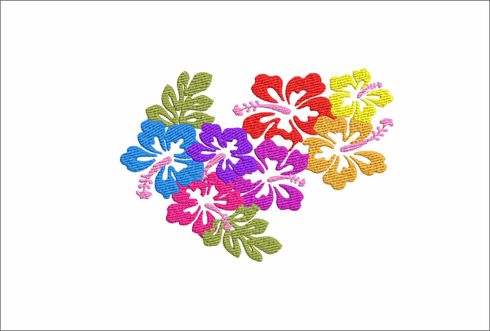 Hawaii colorful Flowers - Elegant embroidery design file - instant download