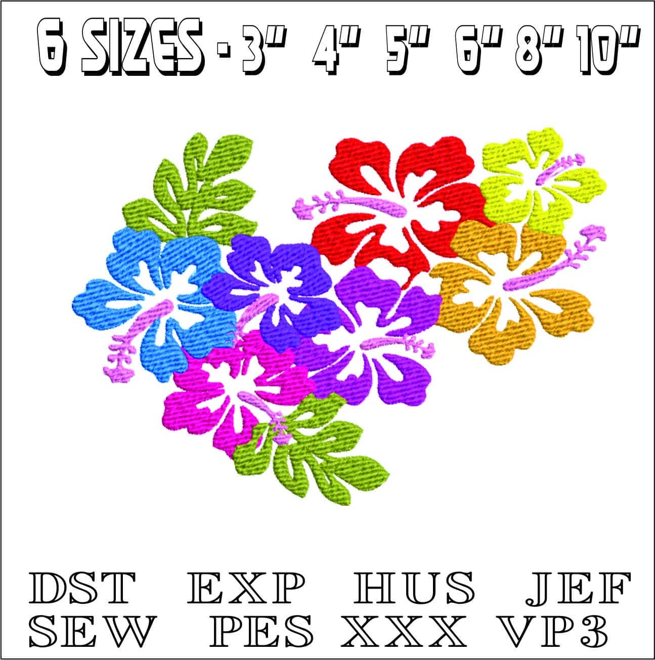Hawaii colorful Flowers - Elegant embroidery design file - instant download — view 2