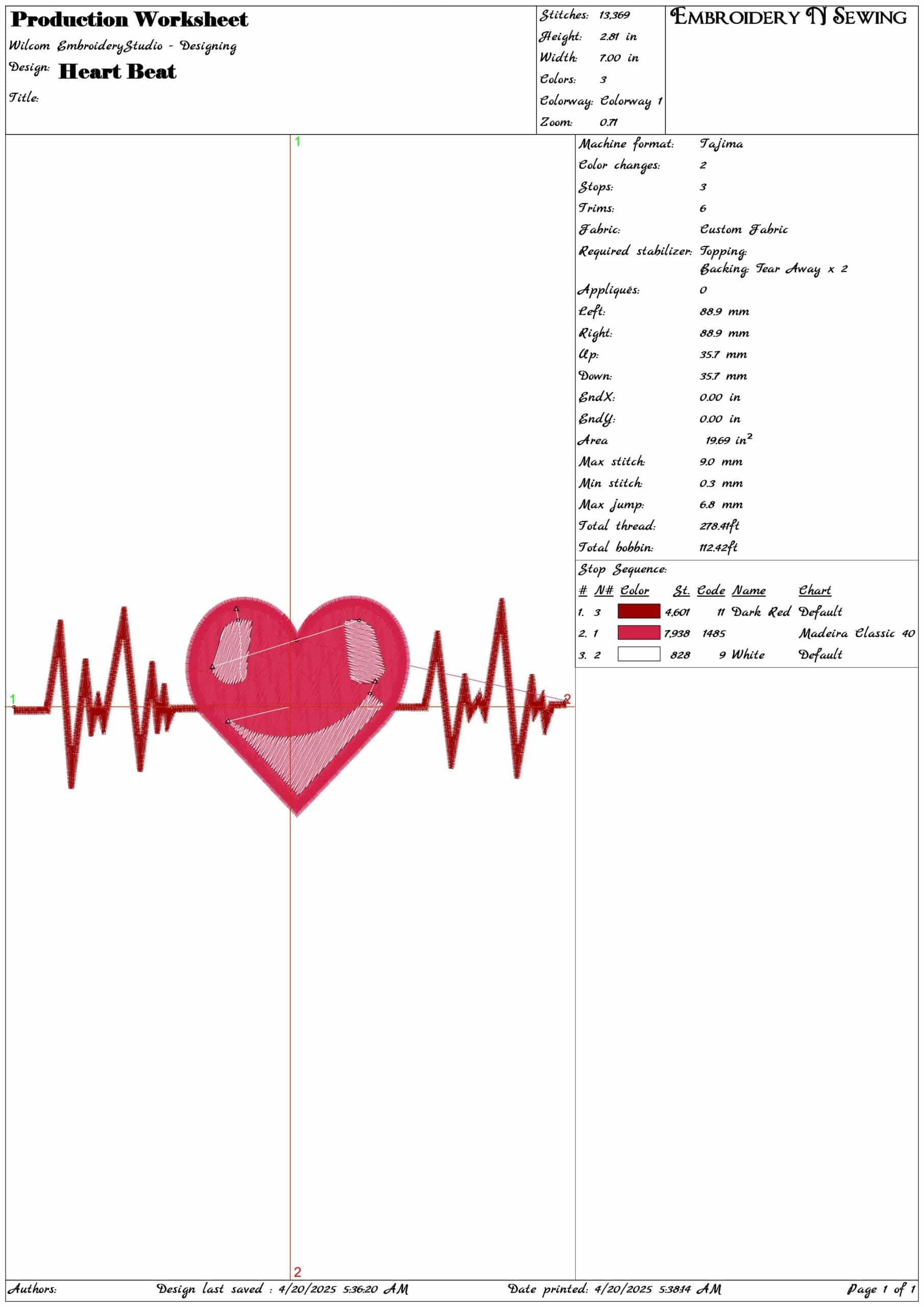 Heart Beat - Elegant embroidery design file - instant download — view 3