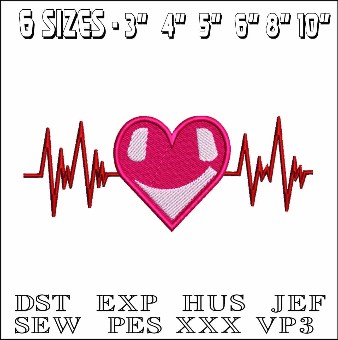 Heart Beat - Elegant embroidery design file - instant download — view 2