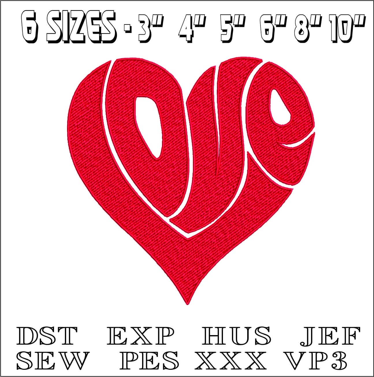 Love Heart - Elegant embroidery design file - instant download — view 2