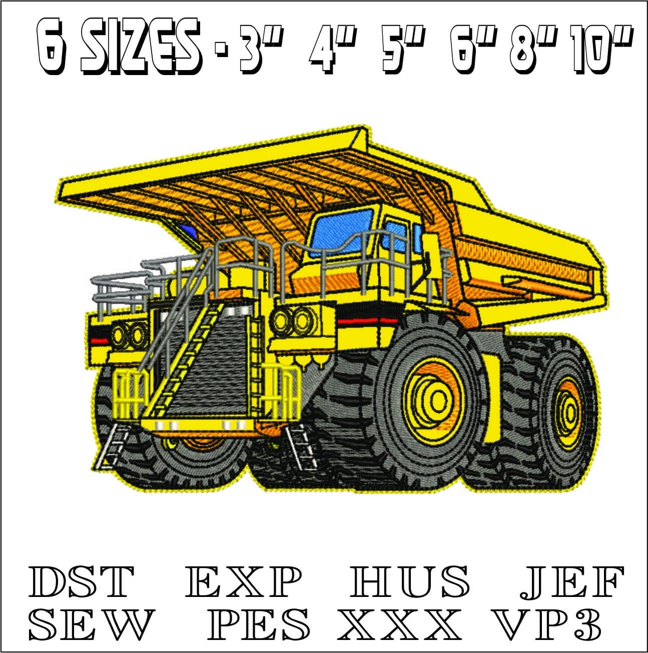 Heavy Loader Dump Truck - Caterpillar - Elegant embroidery design file - instant download — view 2